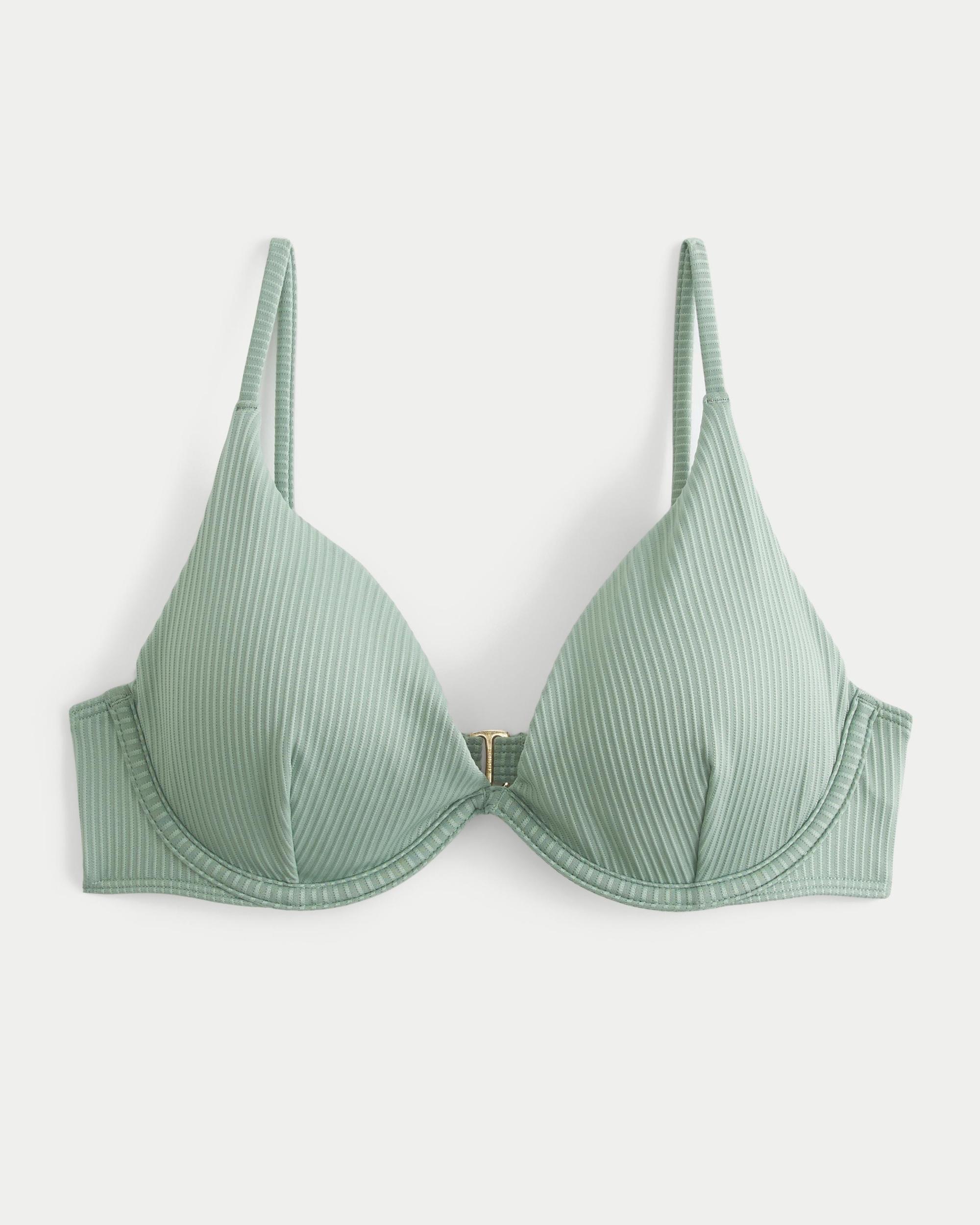 Ribbed Plunge Underwire Bikini Top Product Image
