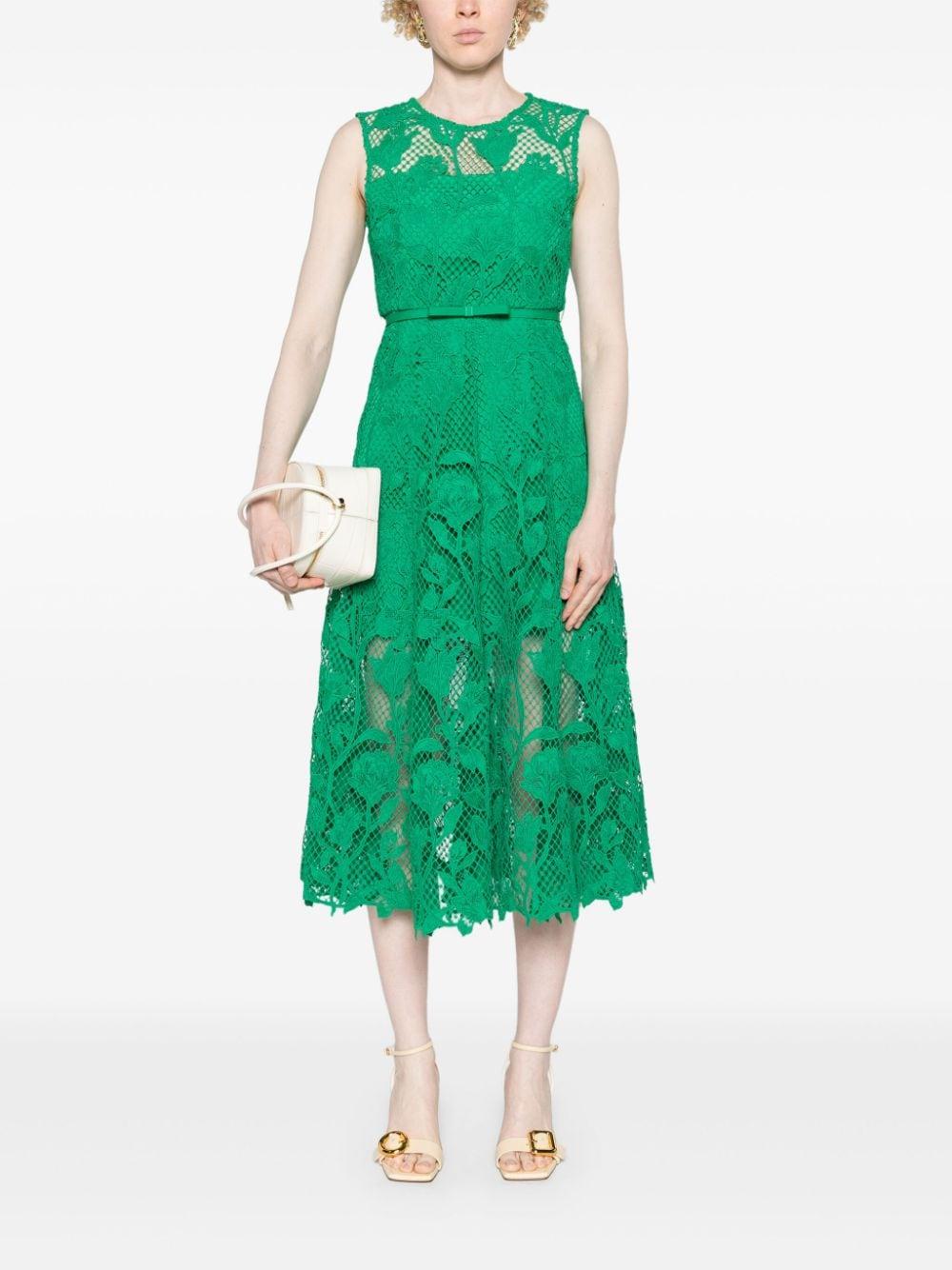 guipure-lace belted dress Product Image