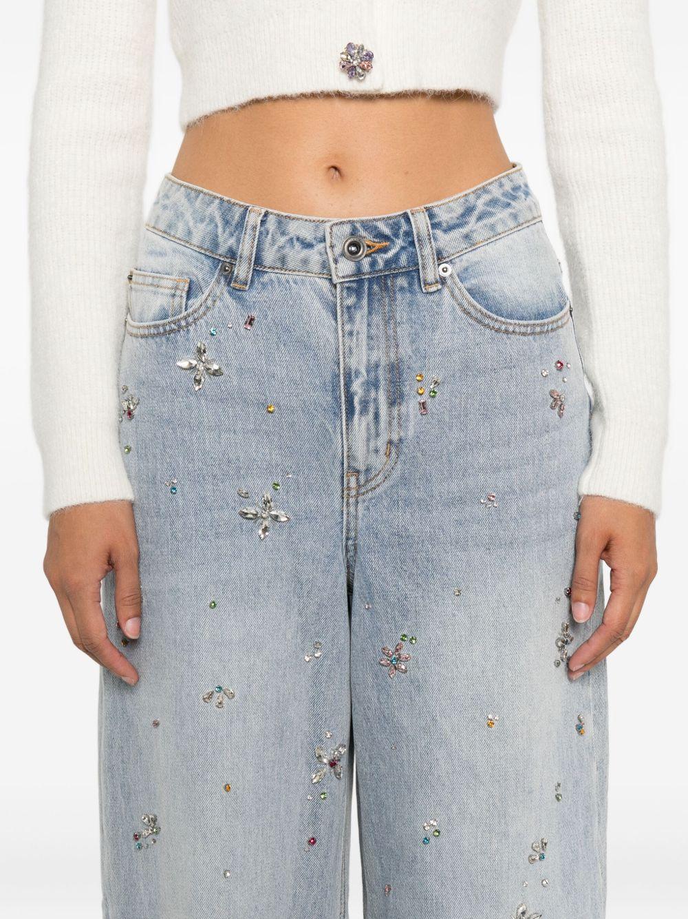 crystal-embellished wide-leg jeans Product Image