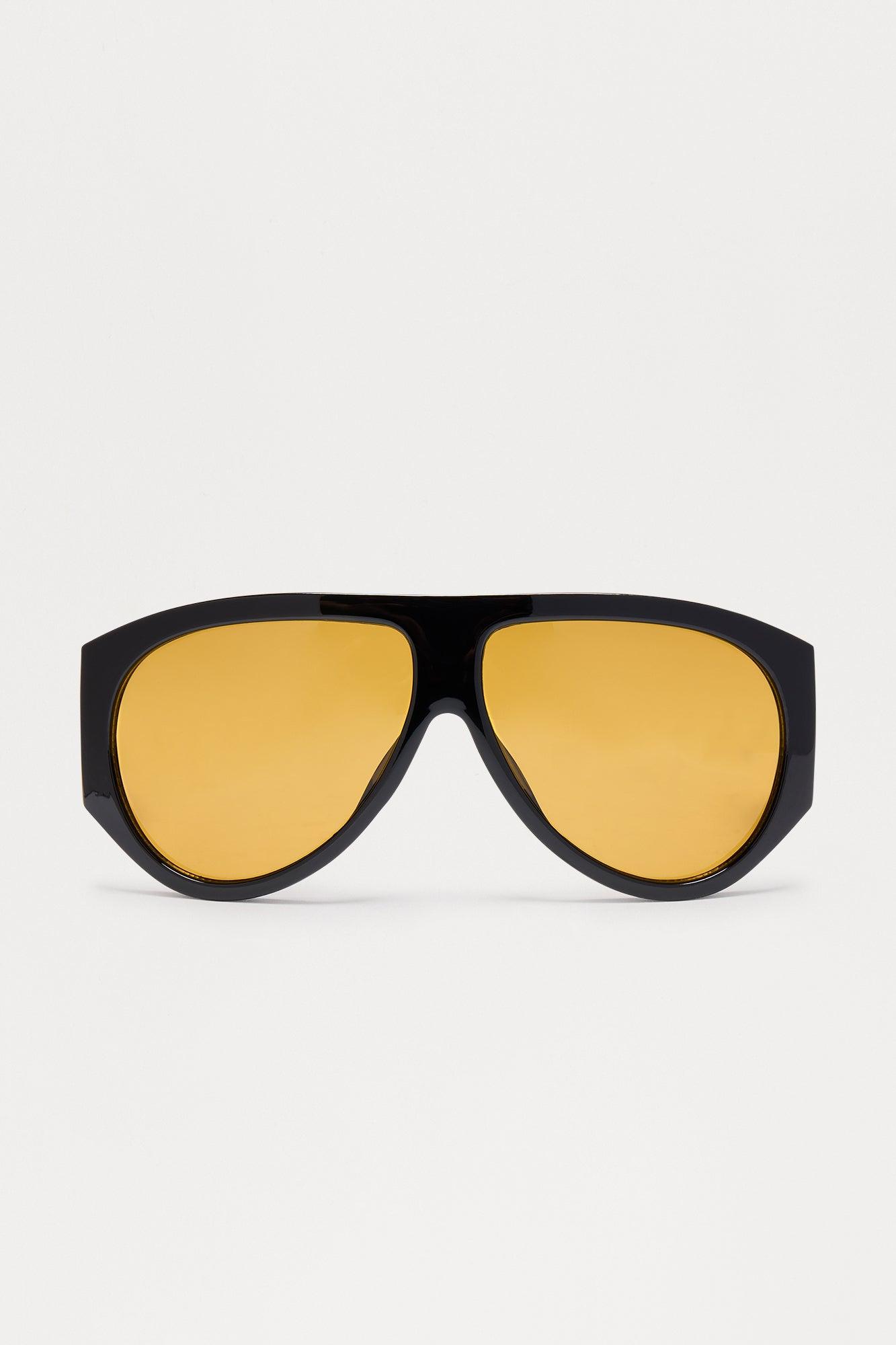 Fashion Forward Shield Sunglasses - Black/Yellow Product Image