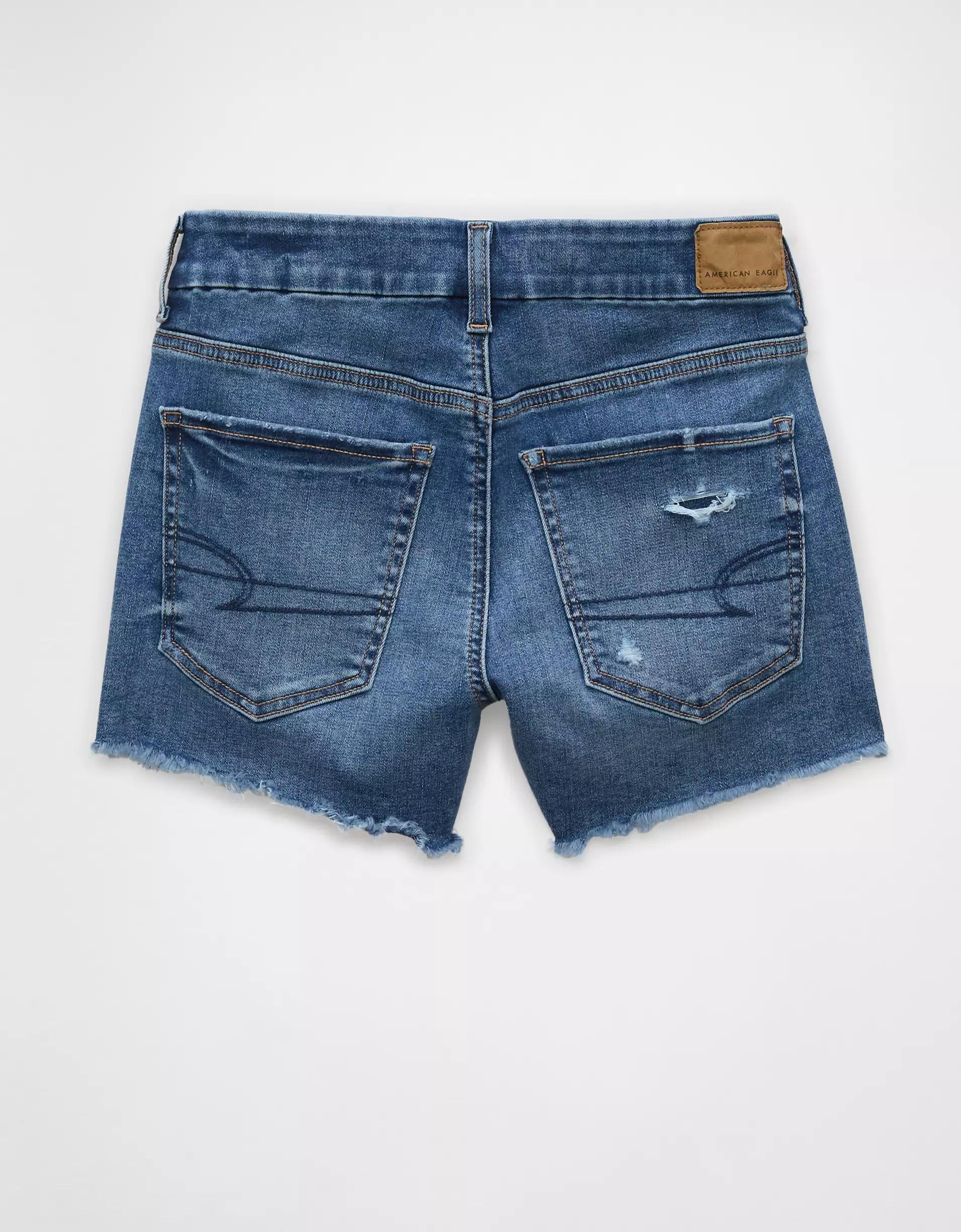 AE Next Level Curvy Ripped Low-Rise Denim Midi Short Product Image