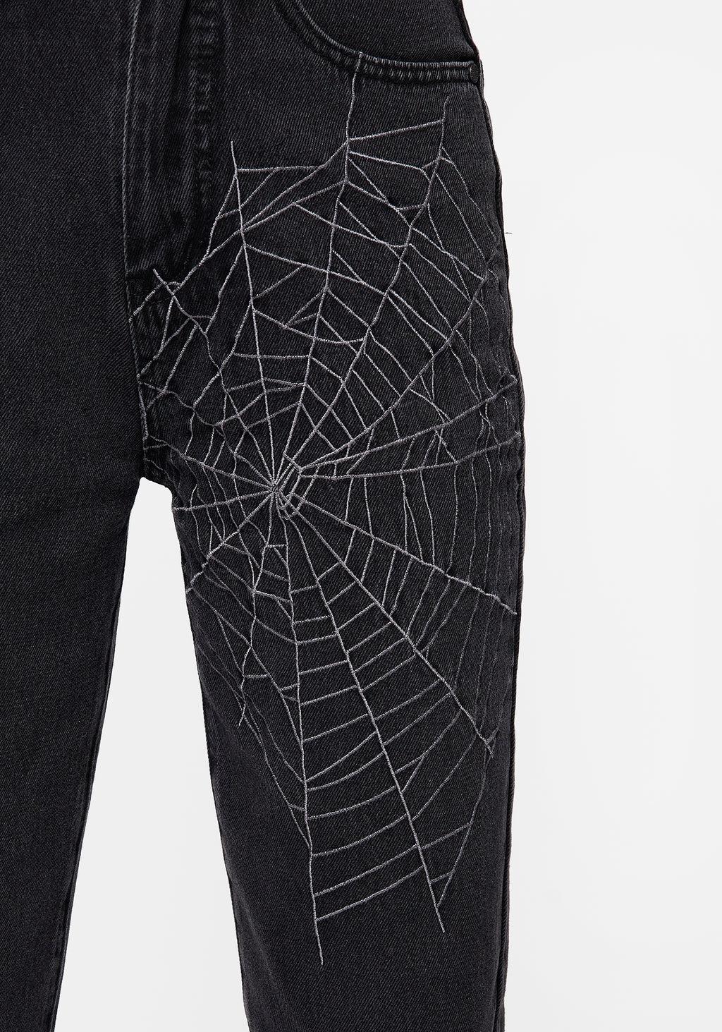 Tarantism Embroidered Mom Jeans Product Image