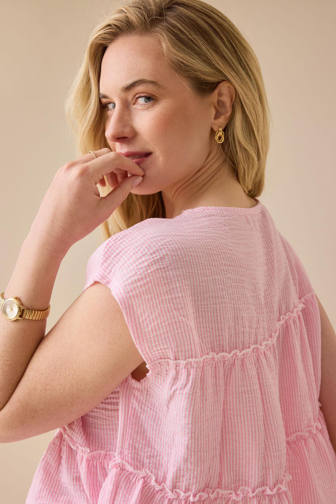 Matalyn Stripe Tiered Babydoll Top Product Image