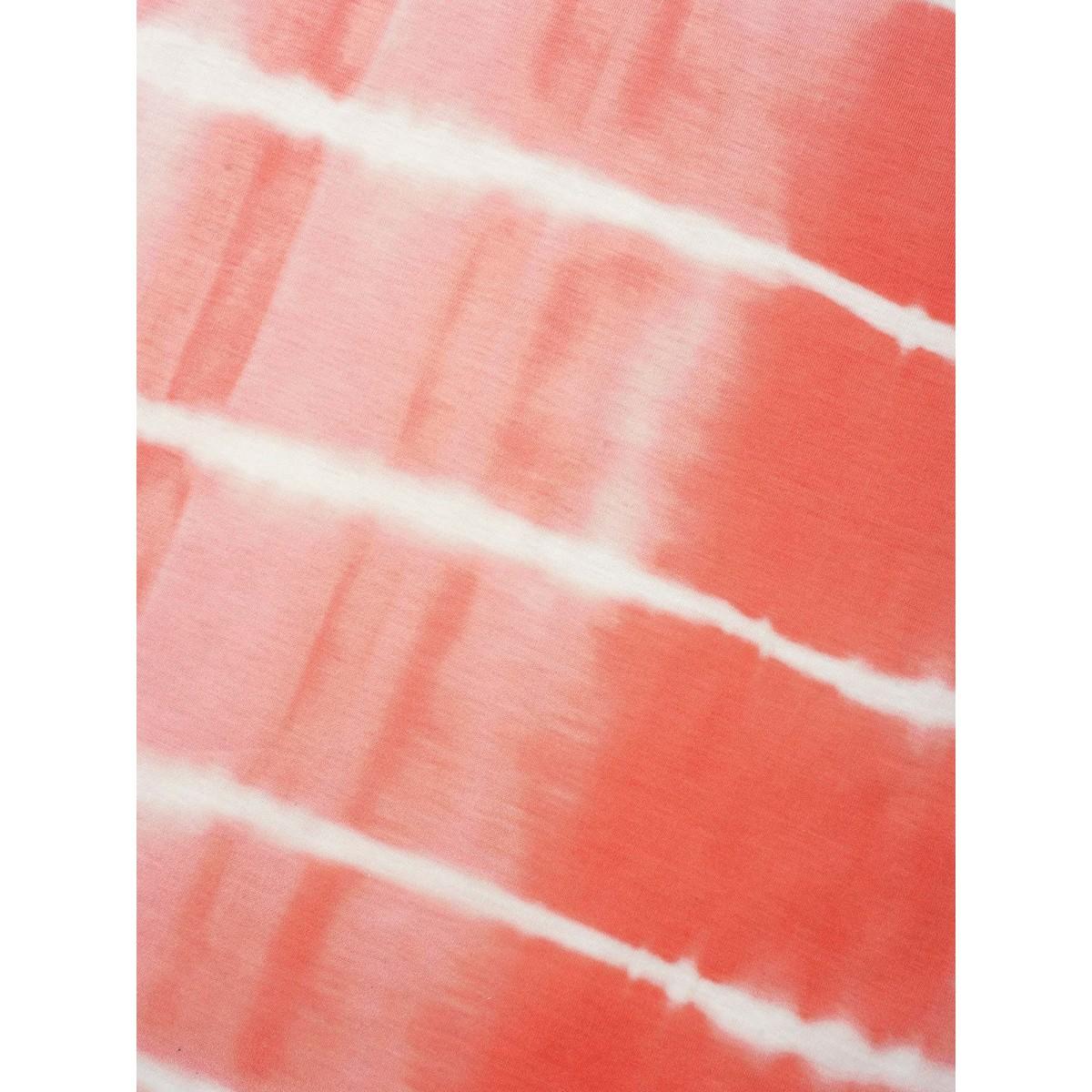 Plus Size V Neck Tie Dye Striped T-shirt Salmon Women Casual Contrast V-neck Everyday T-shirts BloomChic 30/6X Product Image