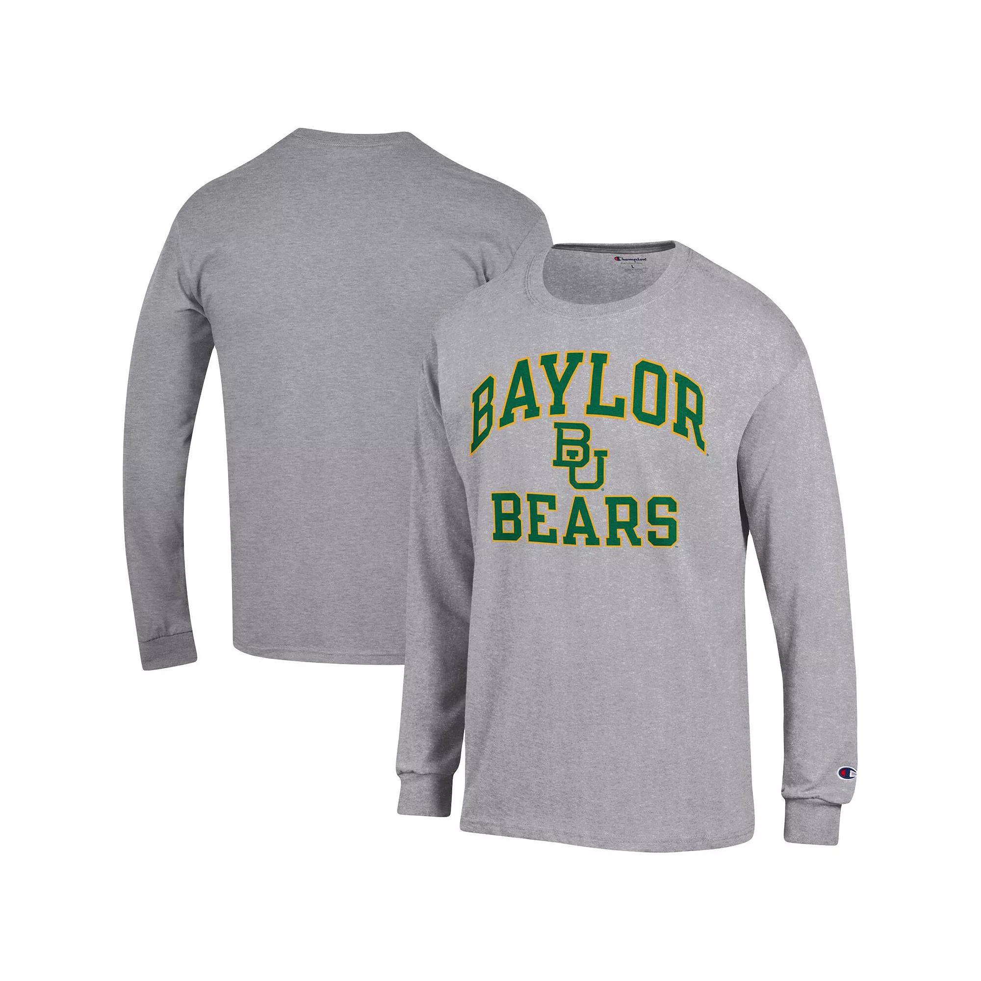 Men's Champion Heather Gray Baylor Bears High Motor Long Sleeve T-Shirt, Size: 2XL, Bay Grey Product Image