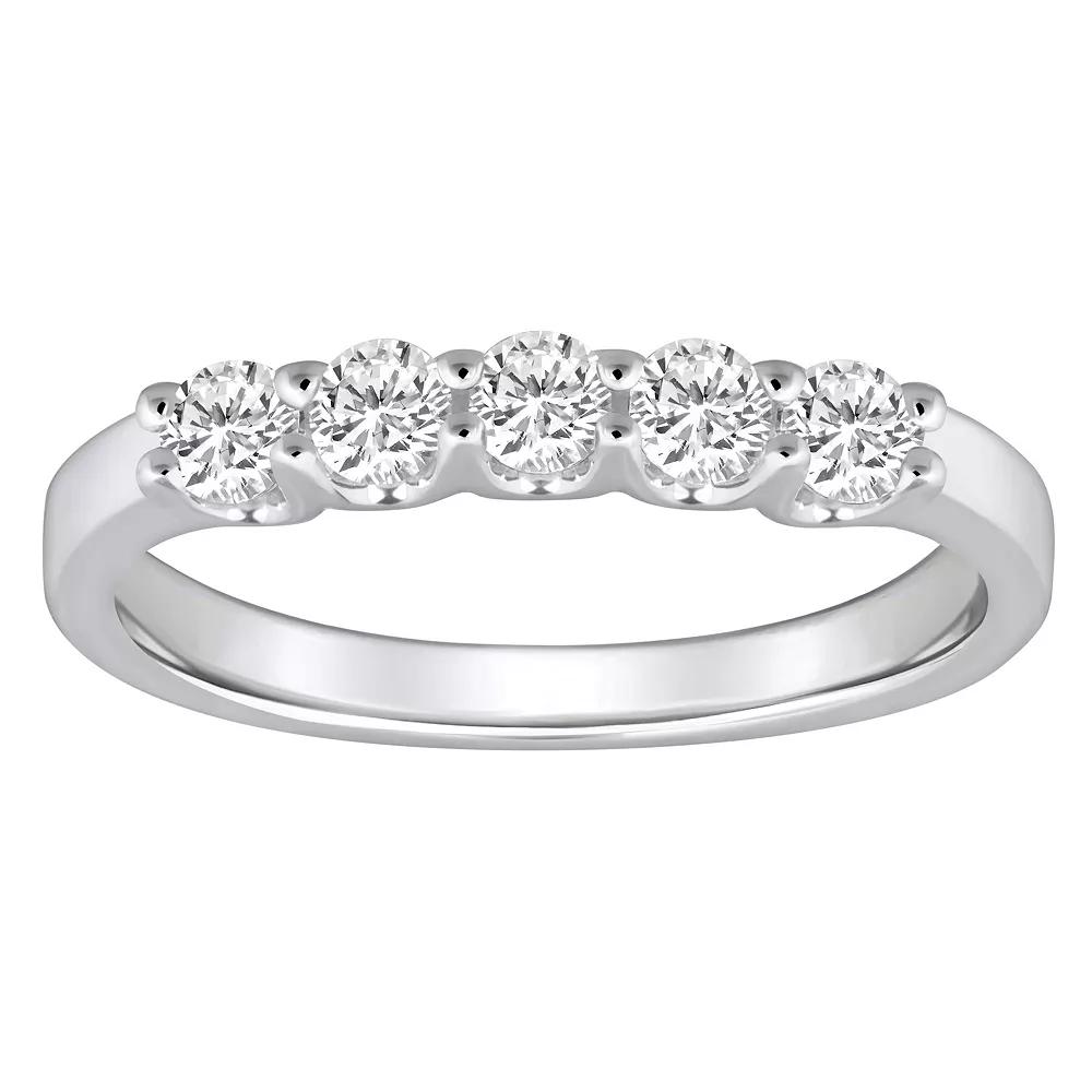 Alyson Layne 14k Gold 1/2 Carat T.W. Diamond 5-Stone Wedding Band, Women's, Size: 8, Pink Product Image