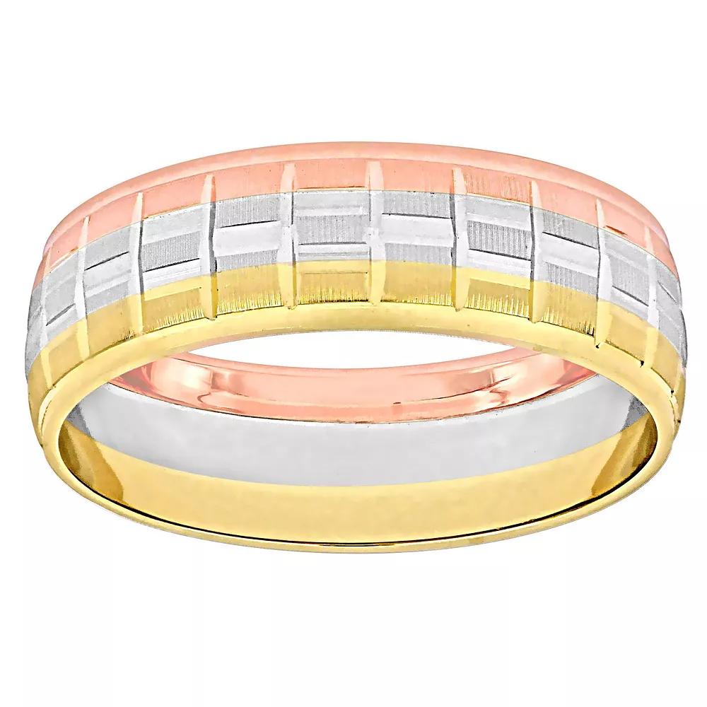 Stella Grace Tri-Tone 10k Gold Men's 6 mm Woven Motif Wedding Band, 10k  Tone Product Image