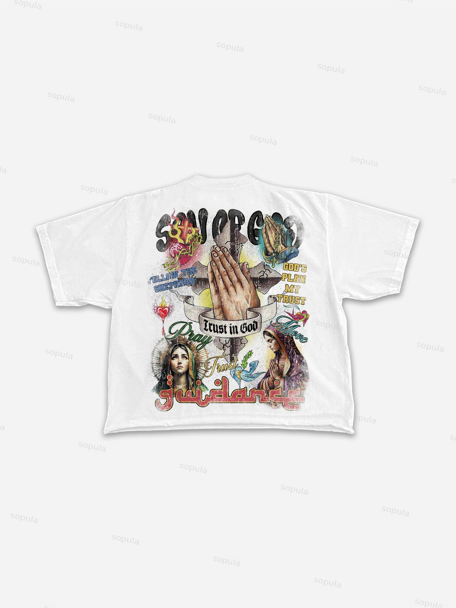 Sopula Son Of God Vintage Collage Graphics Cropped T-Shirts Product Image