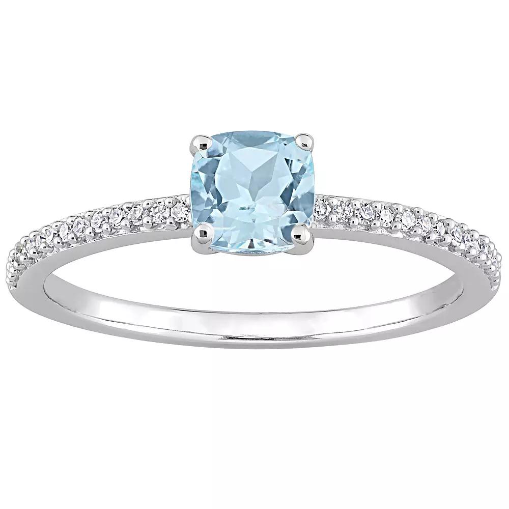 Stella Grace 10k White Gold Blue Topaz & Diamond Accent Promise Ring, Women's, Size: 5 Product Image