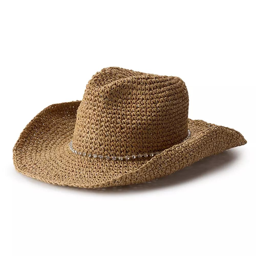 Women's Sonoma Goods For Life® Rhinestone Cowboy Hat, Natural Product Image