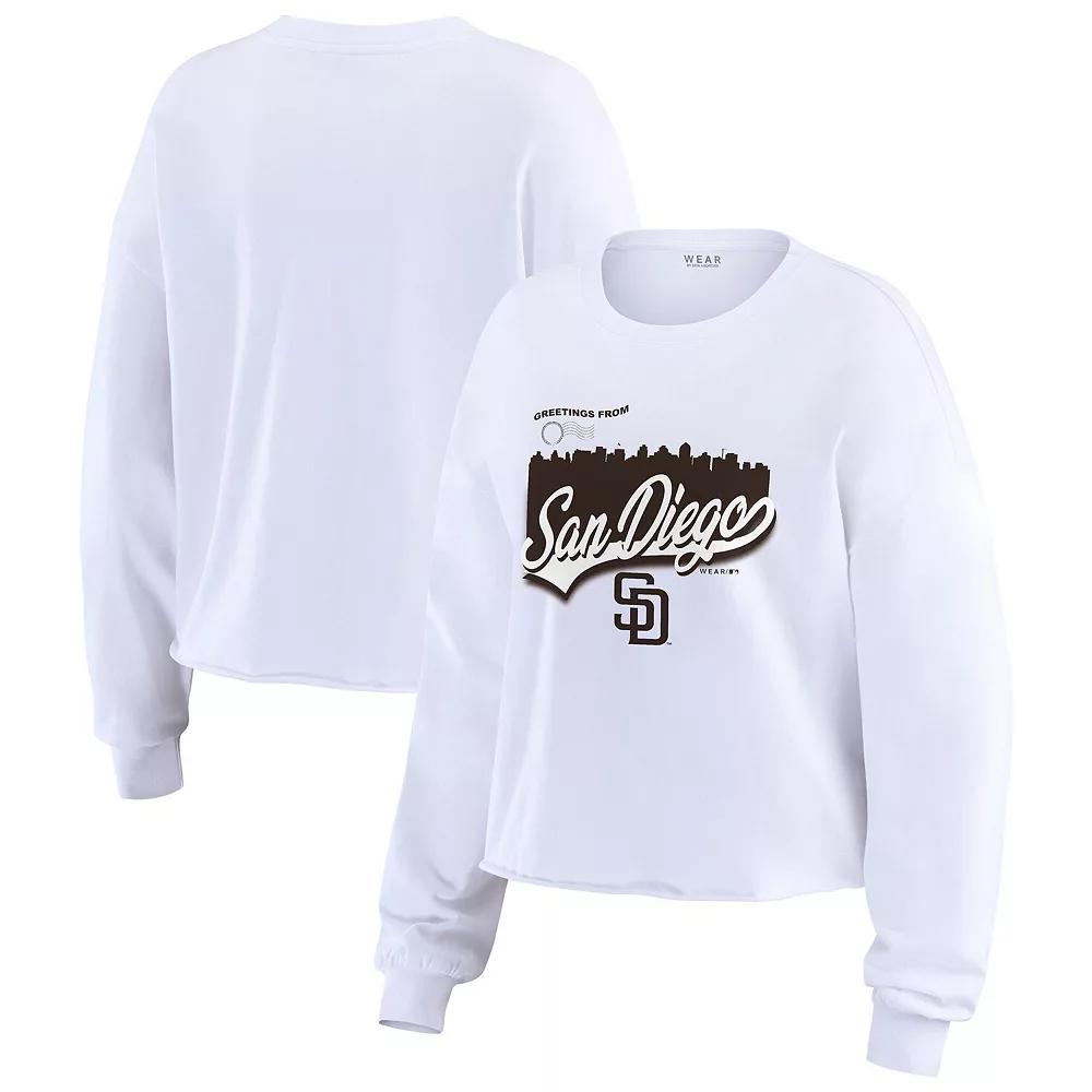 Women's WEAR by Erin Andrews White San Diego Padres Domestic Postcard Long Sleeve T-Shirt,  Product Image