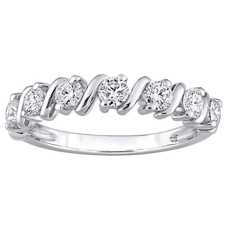 Stella Grace Sterling Silver 3/4 Carat T.W. Lab-Created Moissanite Semi-Eternity Band, Women's, Size: 9.50 Product Image