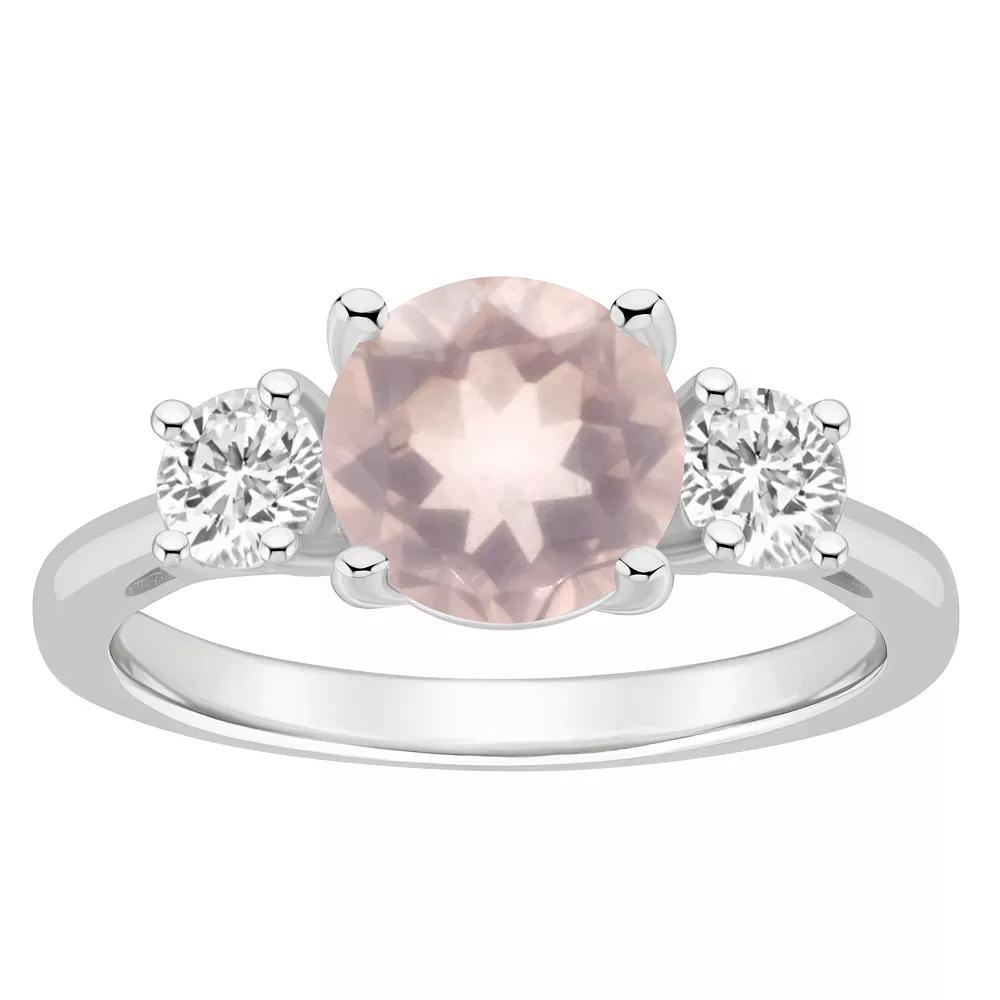 Alyson Layne Sterling Silver 8 mm Round Gemstone & White Topaz Three-Stone Ring, Women's,  Product Image