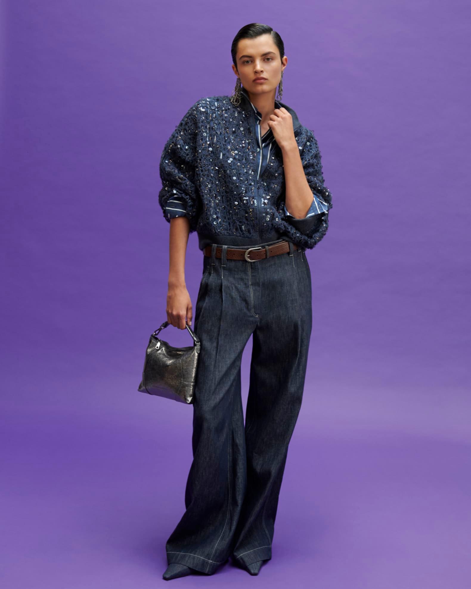 Denim Monili Slingback Ballerina Flats Product Image