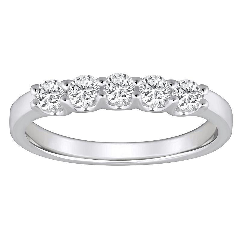 Alyson Layne 14k Gold 1/2 Carat T.W. Diamond 5-Stone Wedding Band, Women's, Size: 7, White Product Image