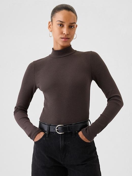 Modern Rib Cropped Mockneck Shirt Product Image