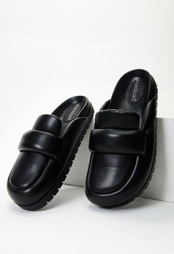 JustFab Margaux Platform Loafer Pump Womens Black/ White Size 8.5 Product Image