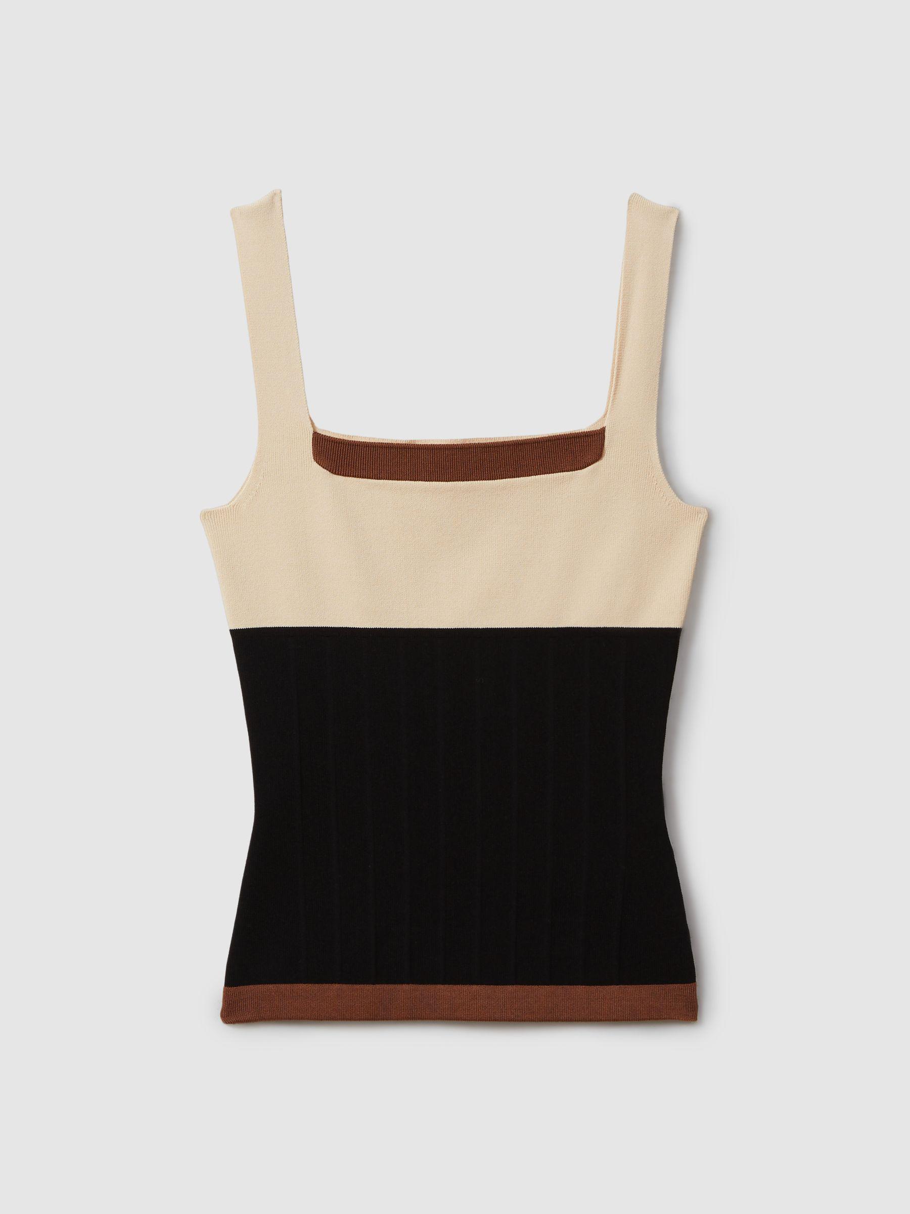 Colourblock Square Neck Vest in Nude/Black Product Image
