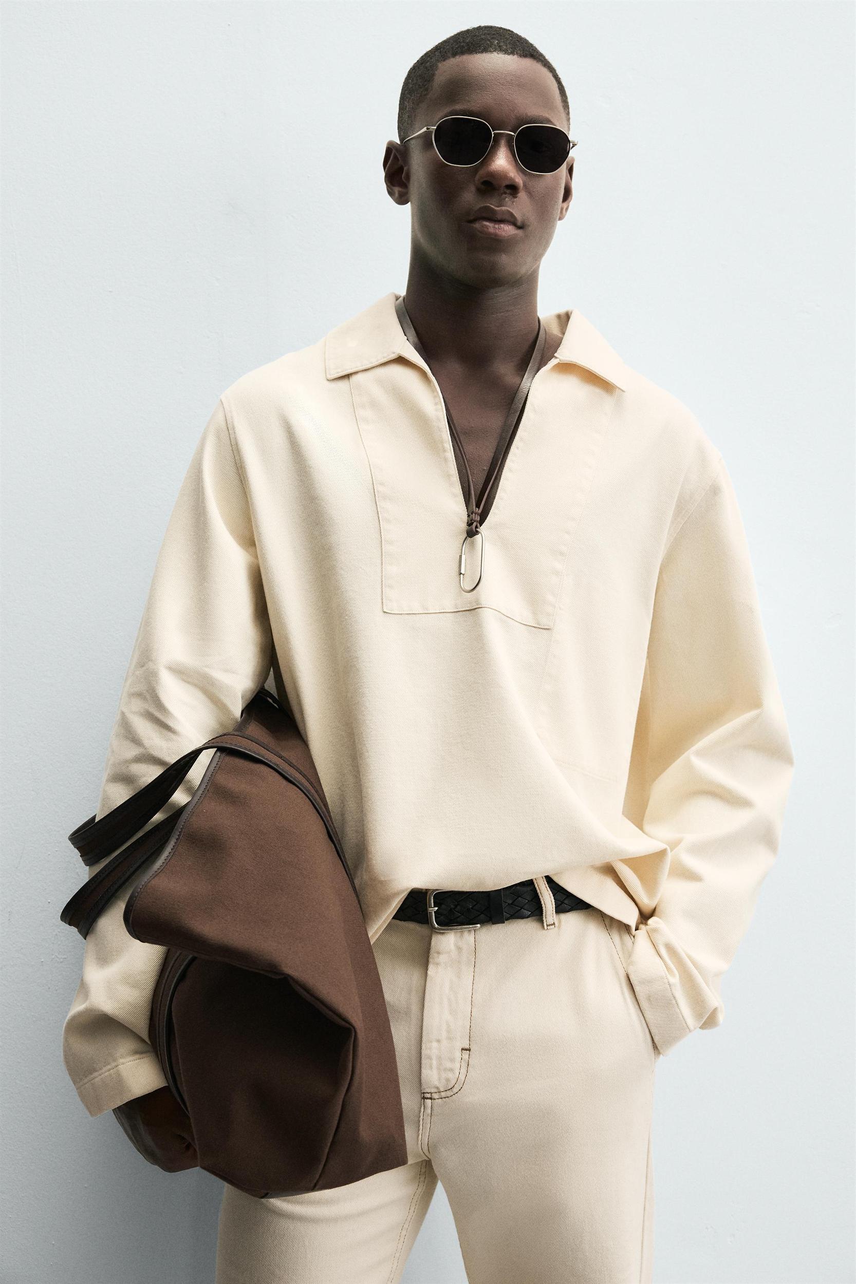 WASHED TEXTURED OVERSHIRT Product Image