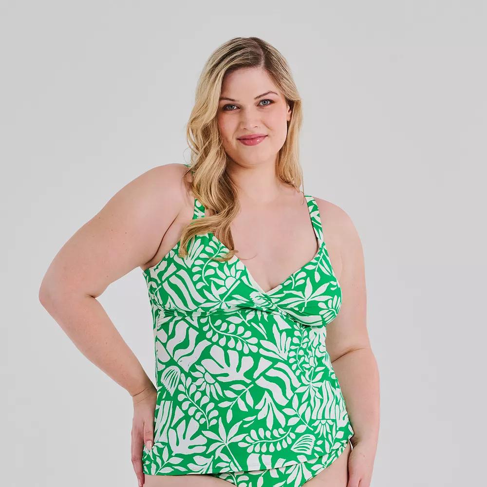 Plus Size Freshwater Molded Twist Front Tankini Swim Top, Women's, Size: 1XL, Bella Vita Product Image