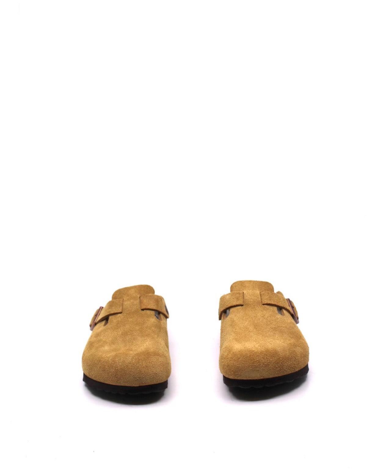 Birkenstock Boston Suede Leather Latte Cream Narrow Product Image