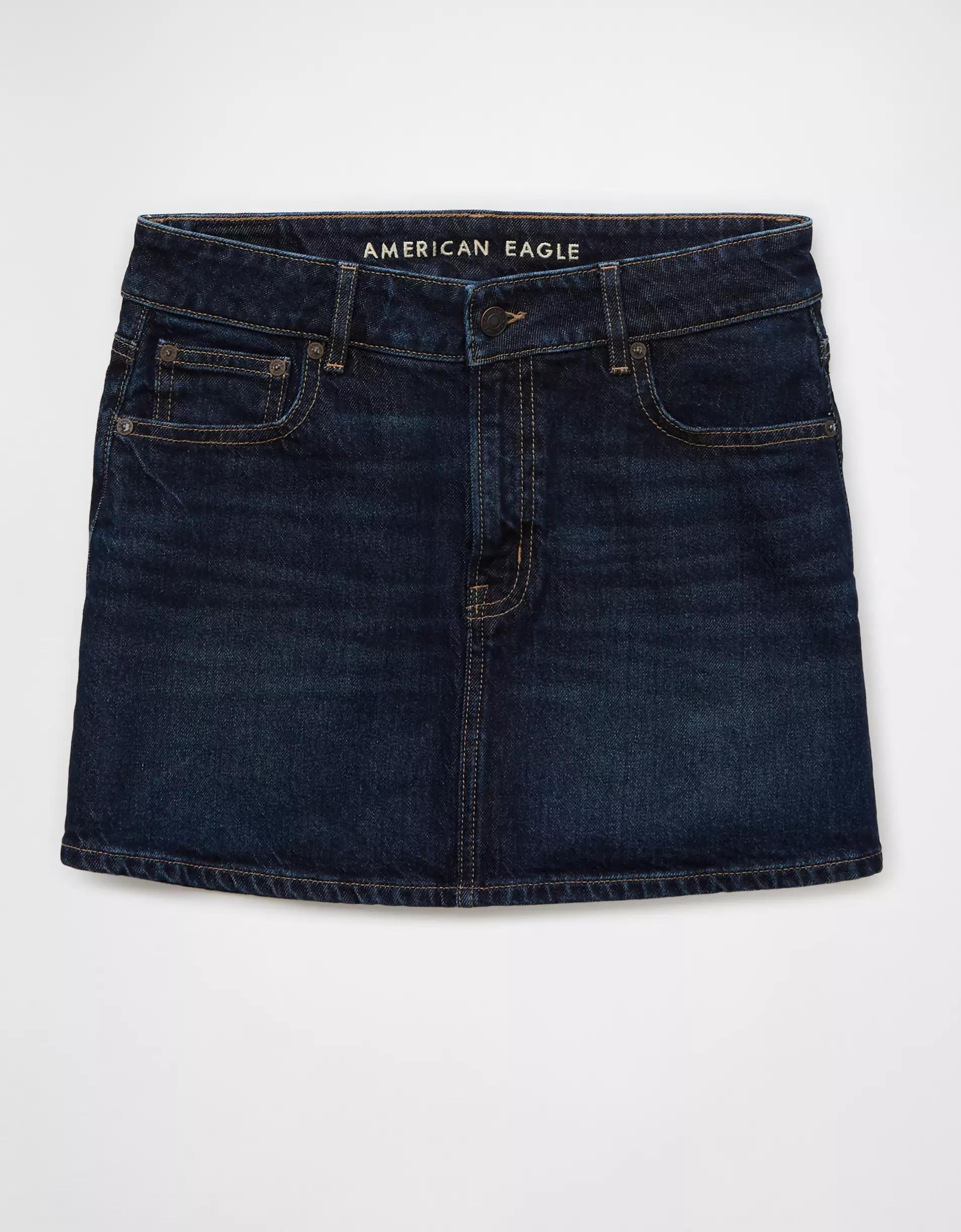AE Stretch High-Waisted Perfect Denim Mini Skirt Product Image