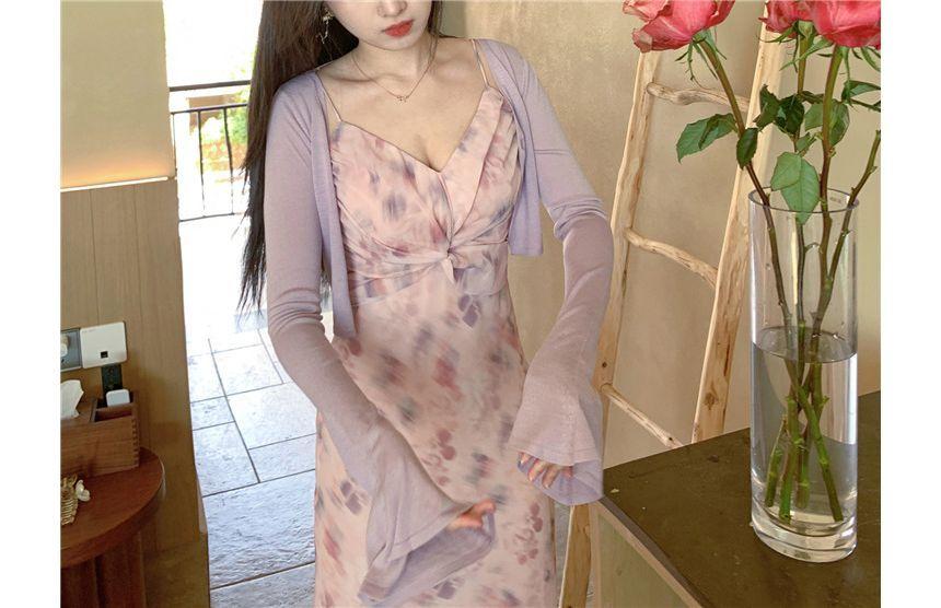 V-Neck Plain Crop Light Jacket Product Image