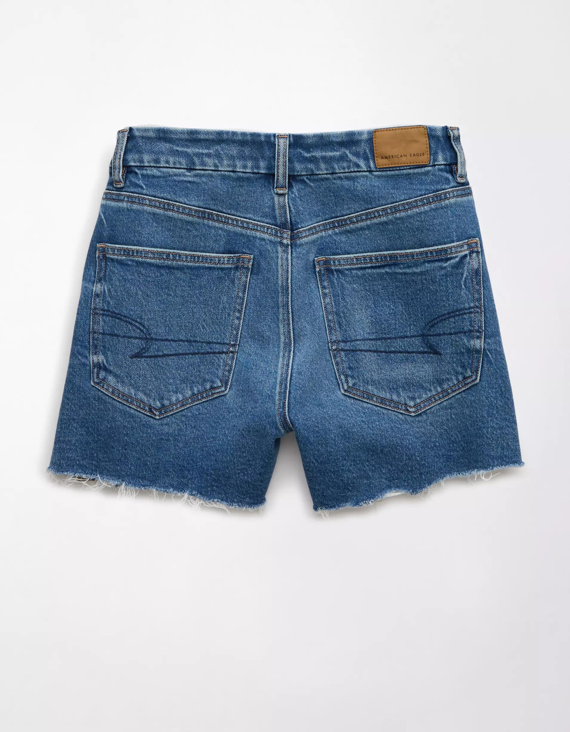 AE Stretch Curvy Crossover Denim Mom Short Product Image