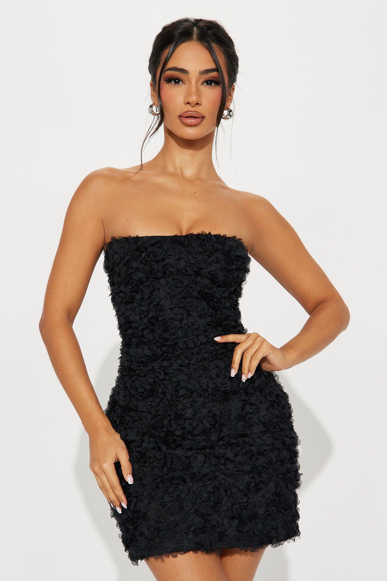 Rose Mini Tube Dress - Black Product Image