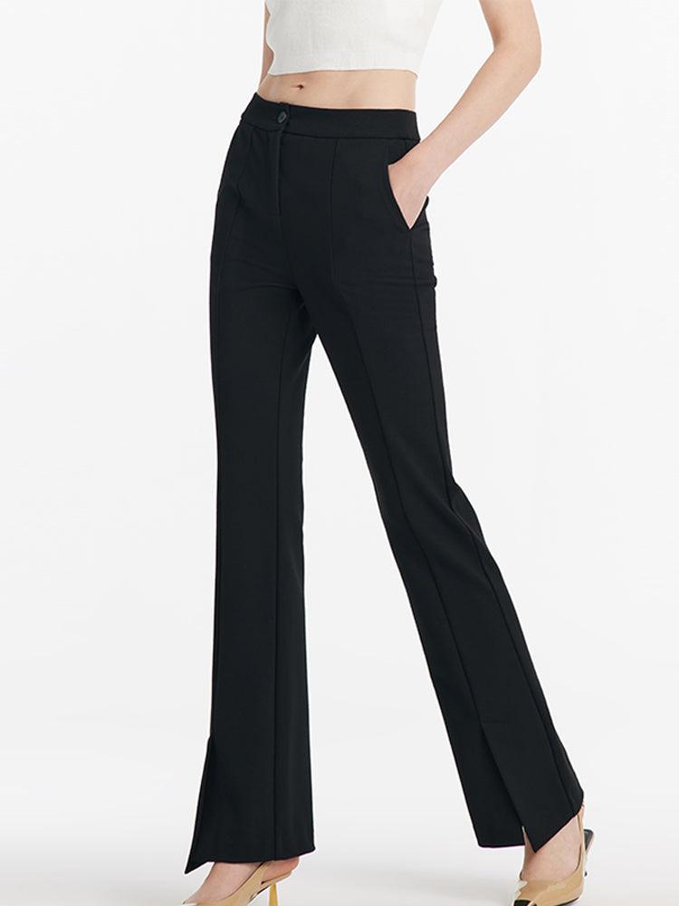 Mid-Rise Slit Micro-Flared Women Pants Product Image