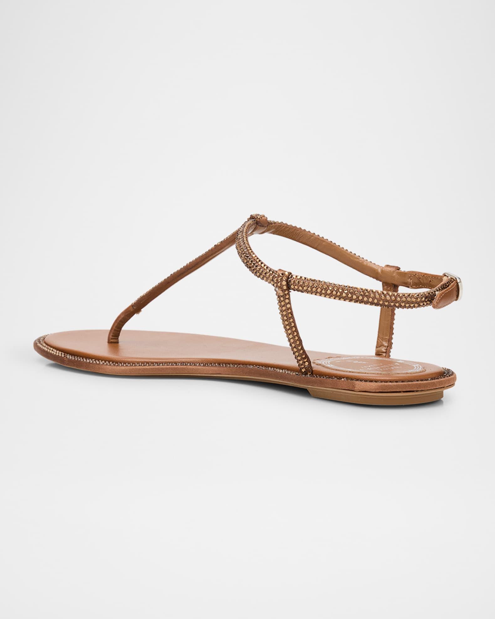 Strass Satin T-Strap Thong Sandals Product Image