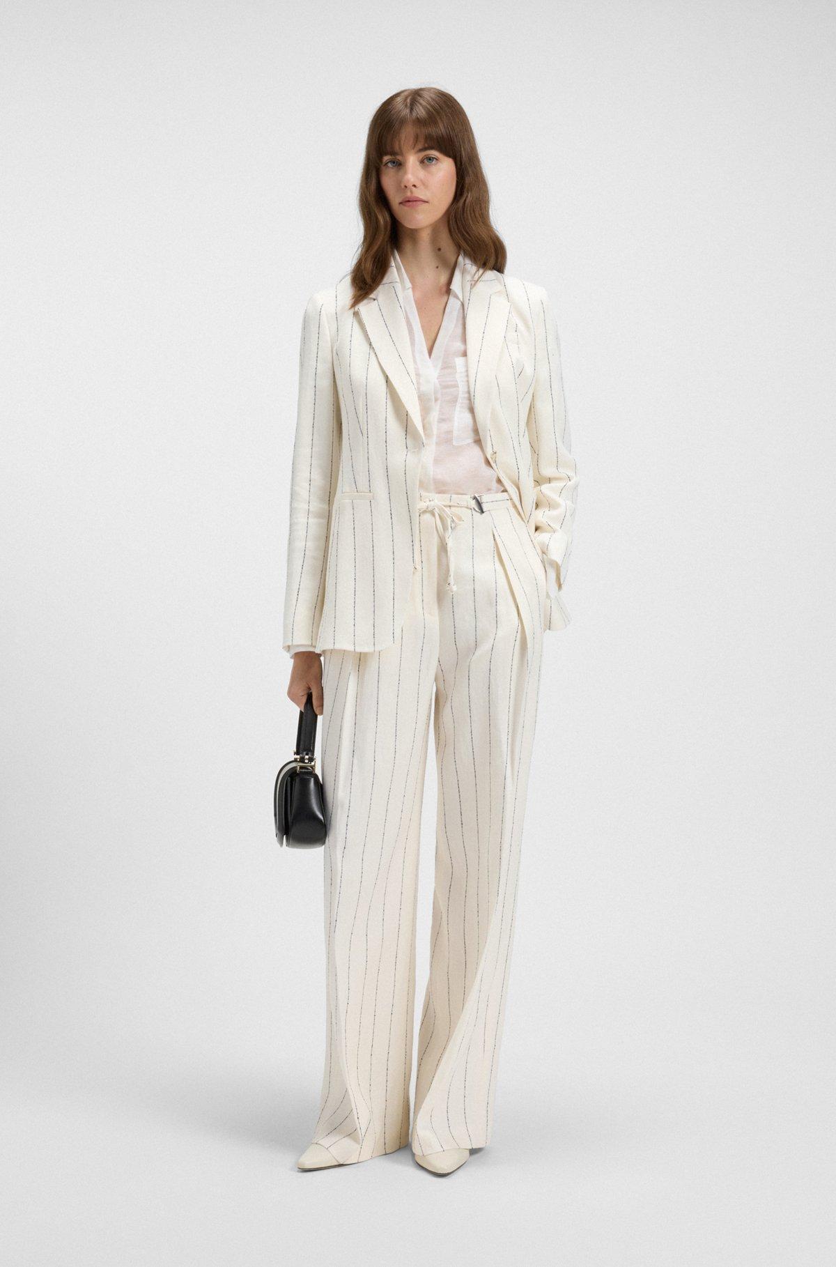 Loose-fit suit trousers in striped linen-blend bouclé Product Image