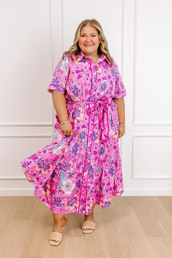 Full Bloom Button Down Midi Dress Curves Product Image