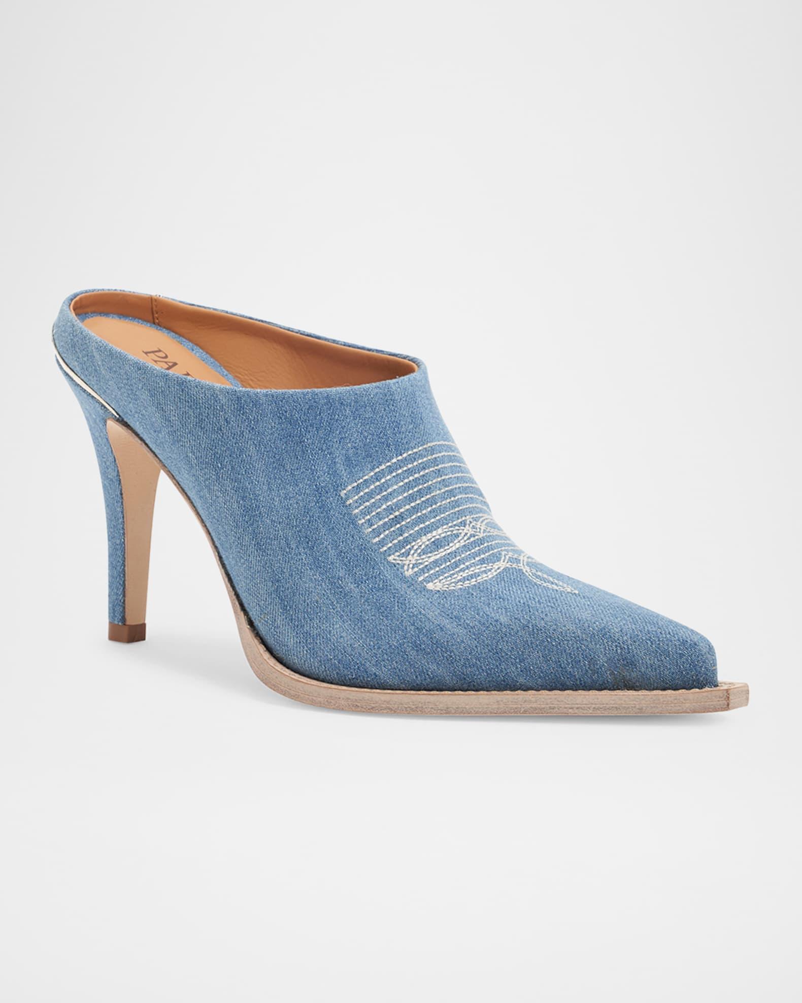 Lainy Denim Western Mule Pumps Product Image