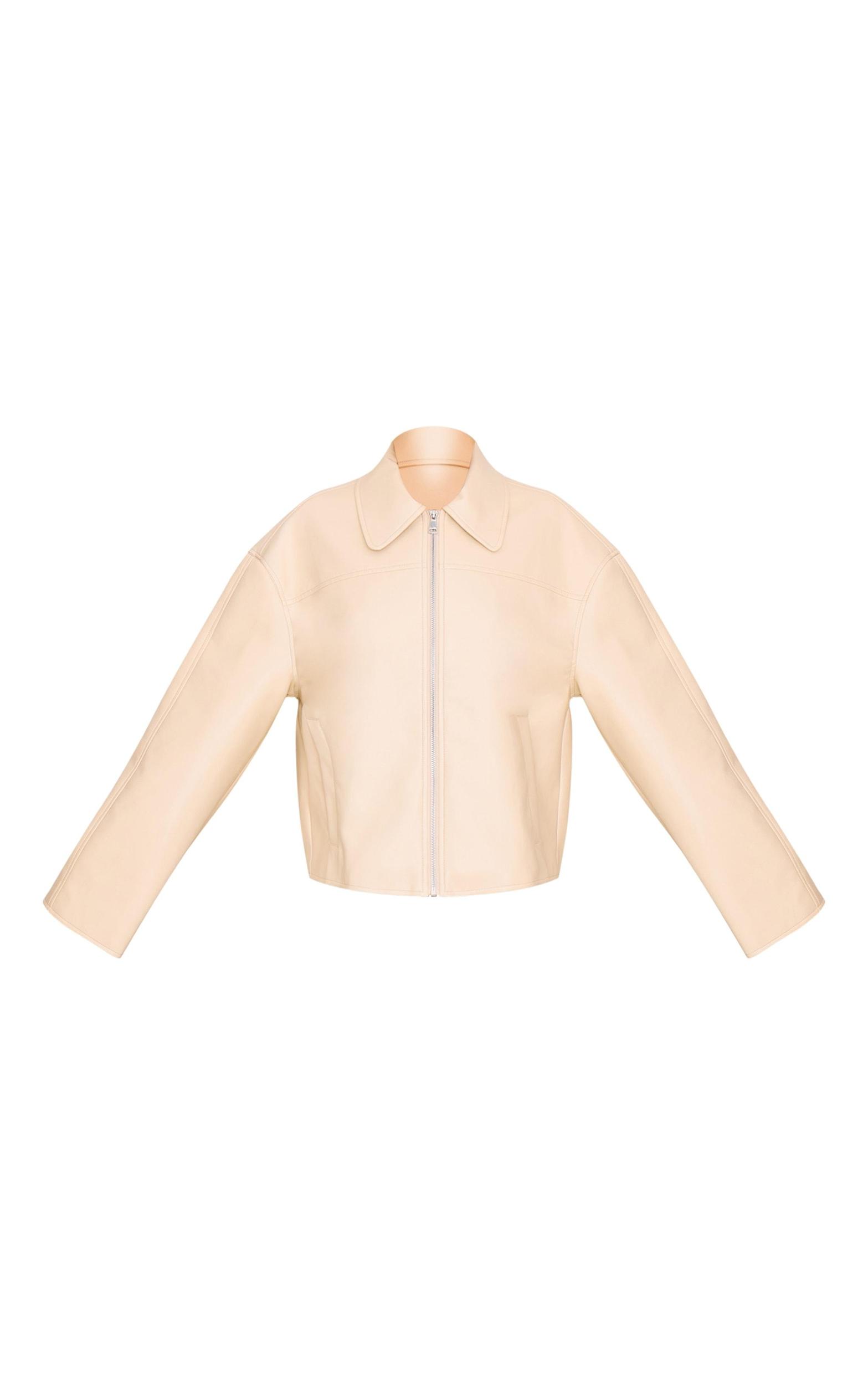 Cream Zip Through PU Jacket Product Image