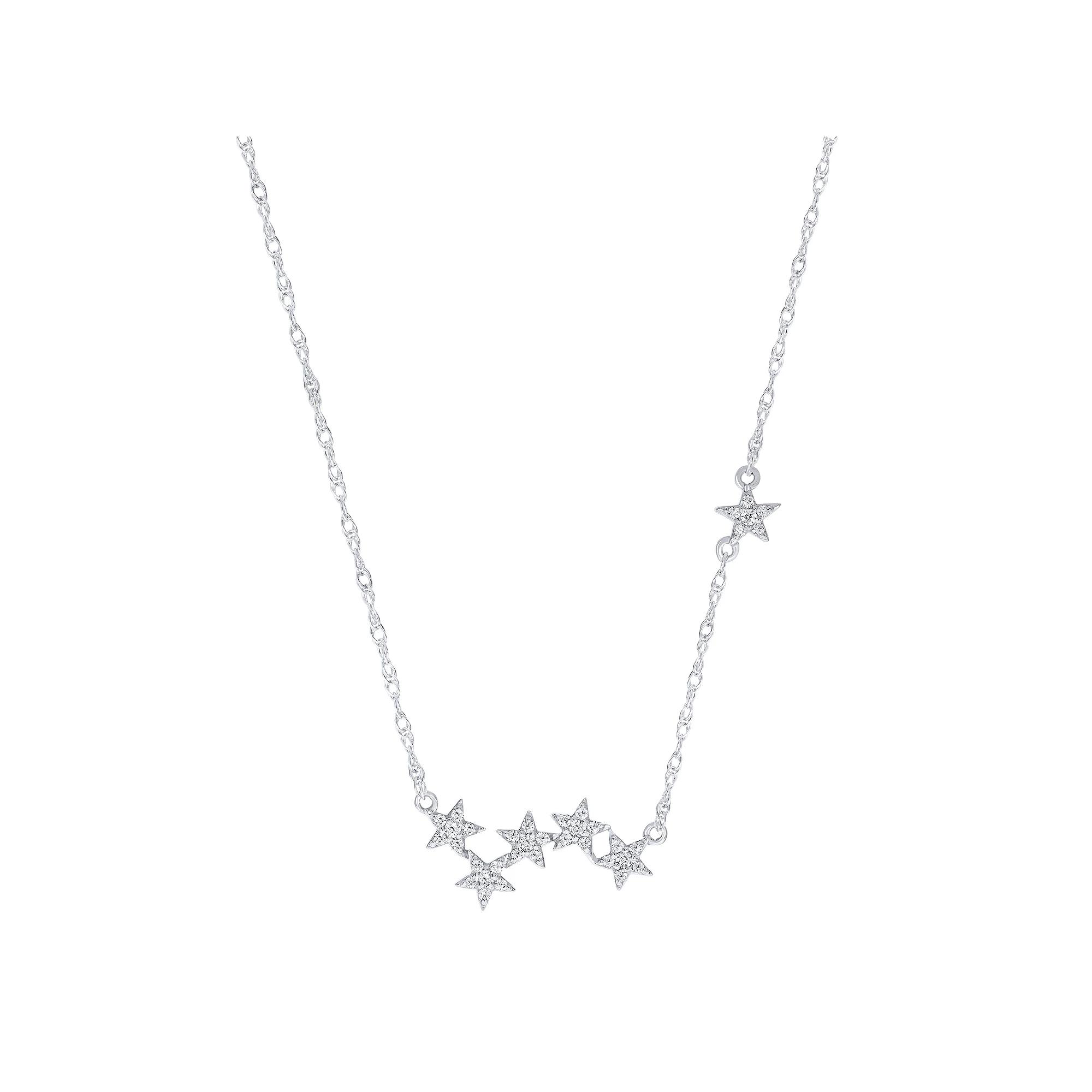 Sterling Silver 1/5 Carat T.W. Diamond Star Cluster Pendant Necklace, Women's, Size: 18" Product Image