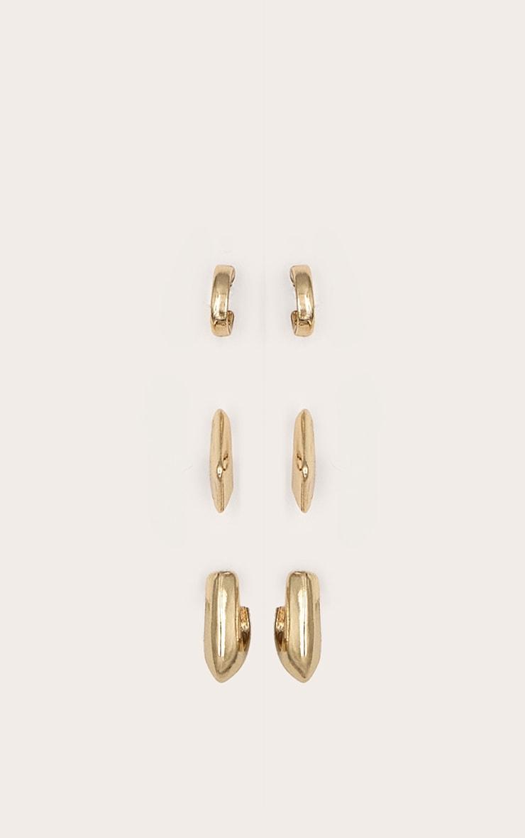 Gold Chunky Square Huggie Multipack Earrings Product Image