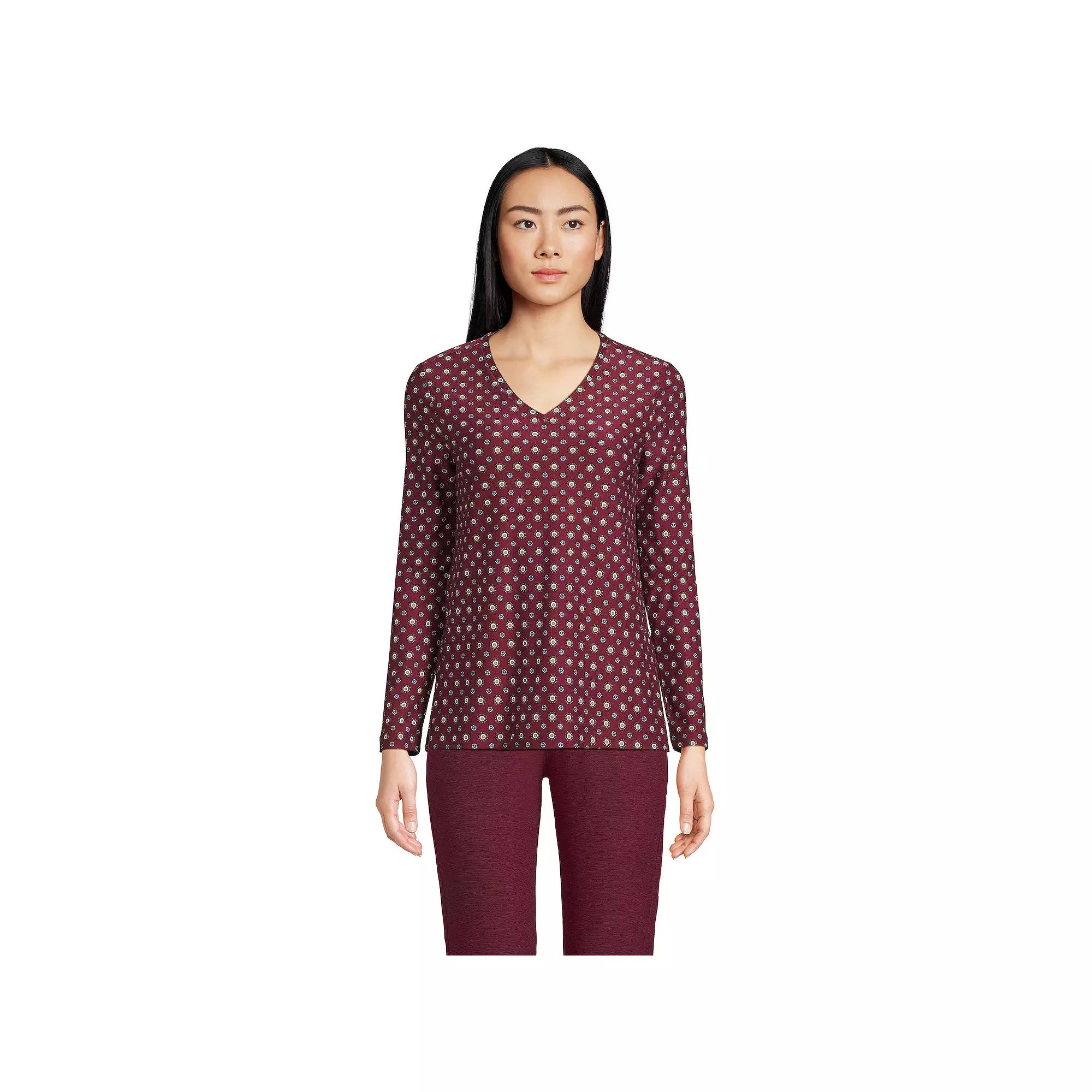 Women's Lands' End Long Sleeve Performance V-Neck Top,  Product Image