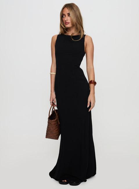 Ace Of Hearts Backless Maxi Dress Black Product Image