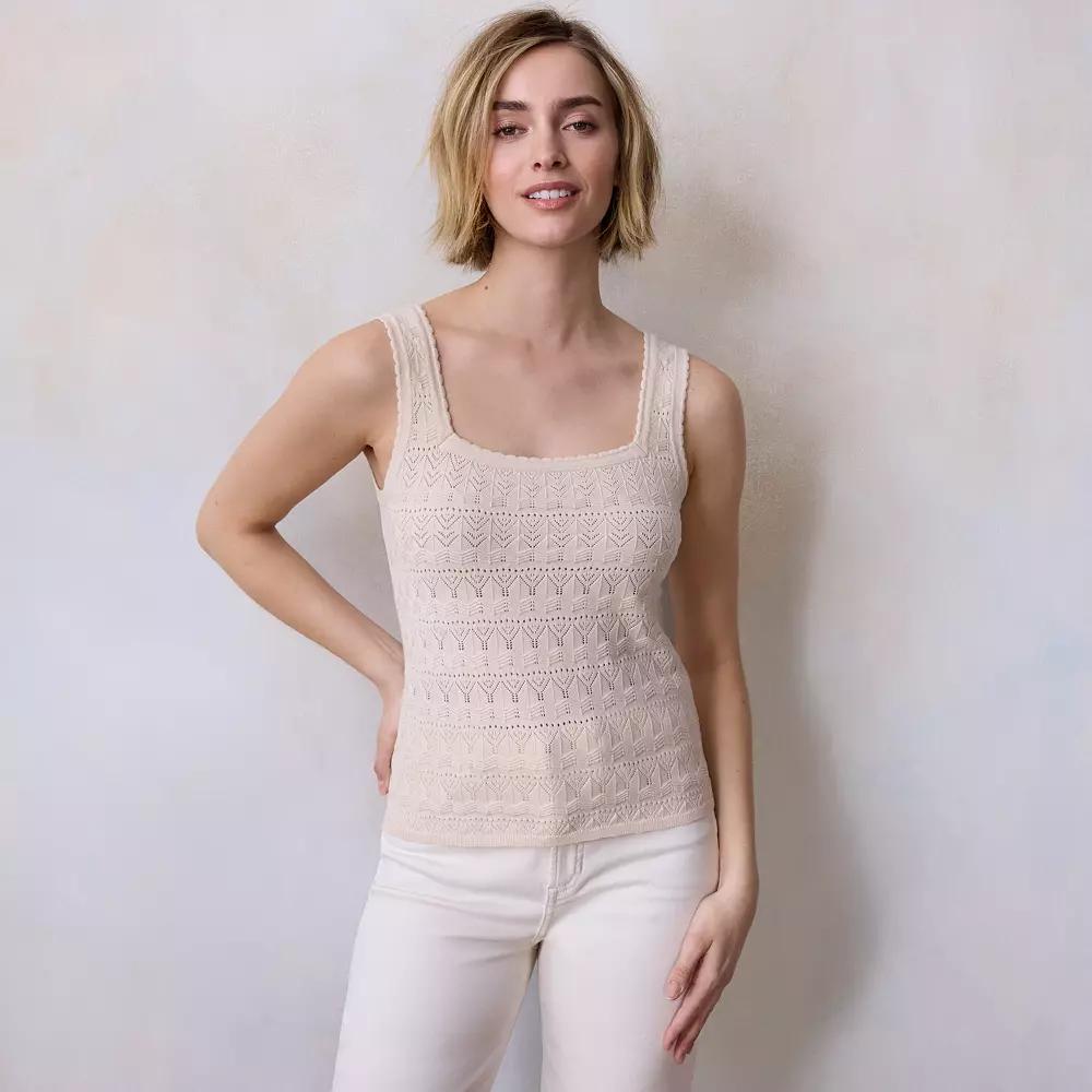 Petite LC Lauren Conrad Square Neck Sweater Tank Top, Women's, Size: Large Petite, Fusilli Product Image