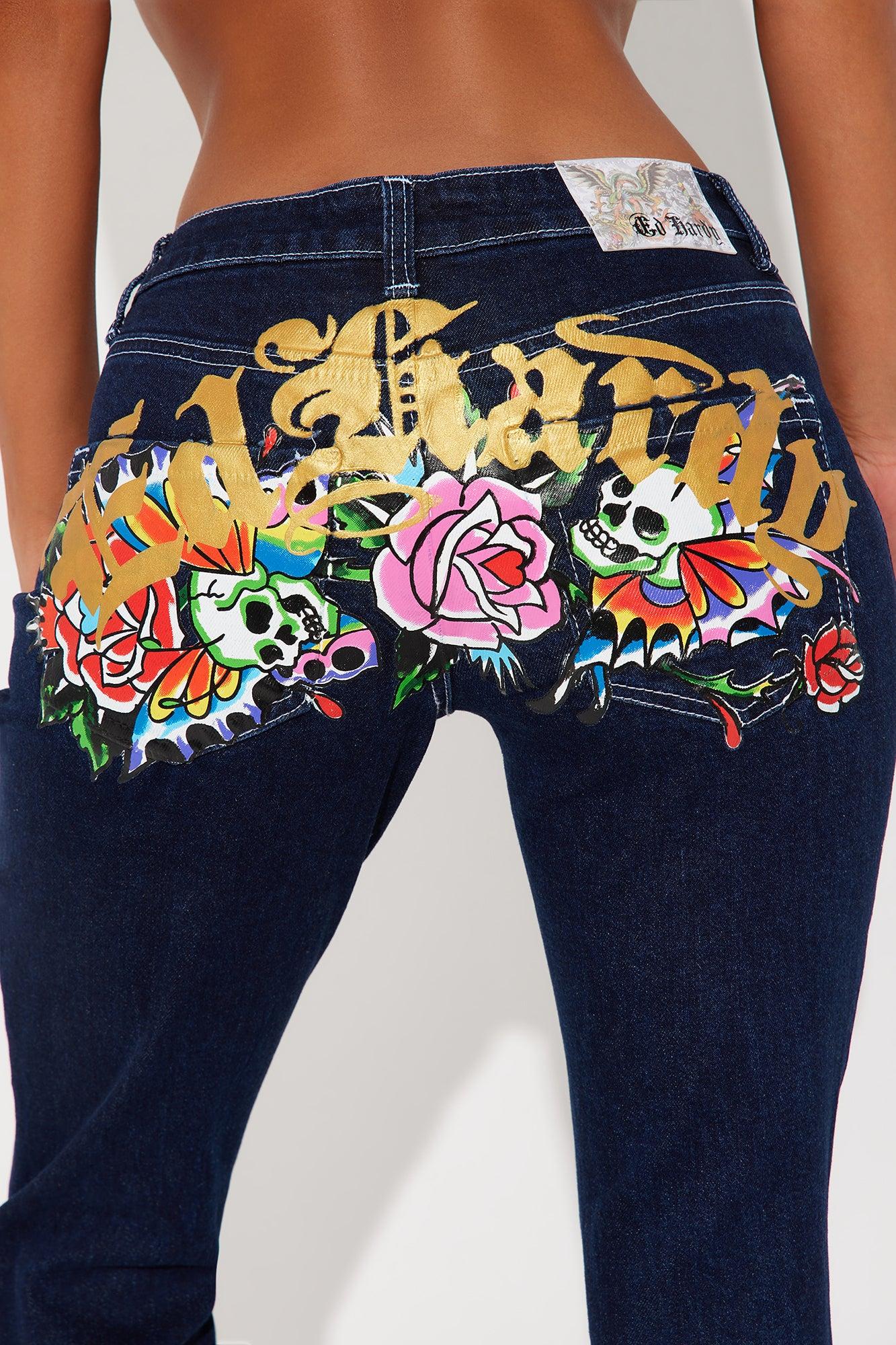 Ed Hardy Butterflies Bootcut Jeans - Medium Wash Female Product Image