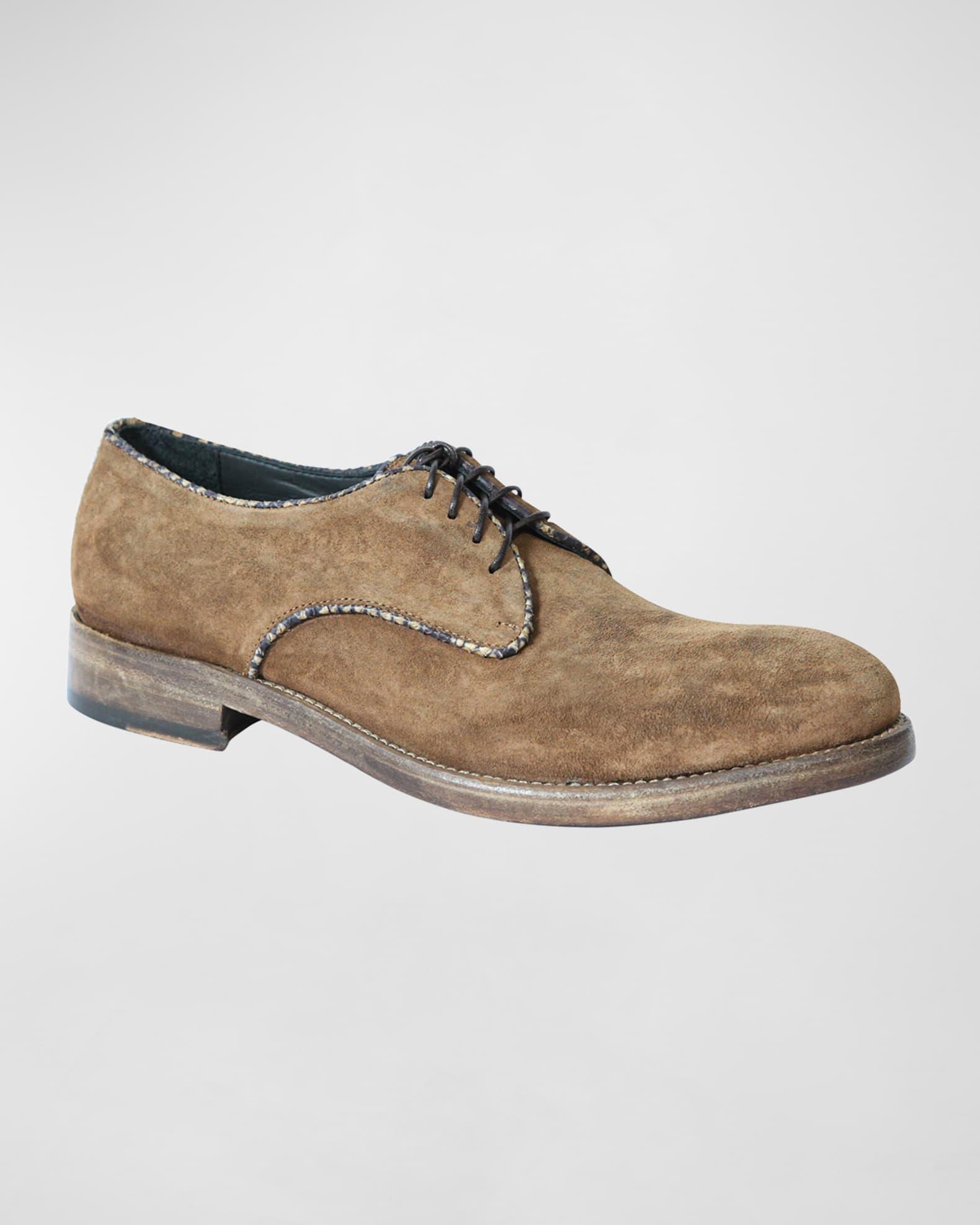 Men's Washed Suede & Python Derby Shoes Product Image