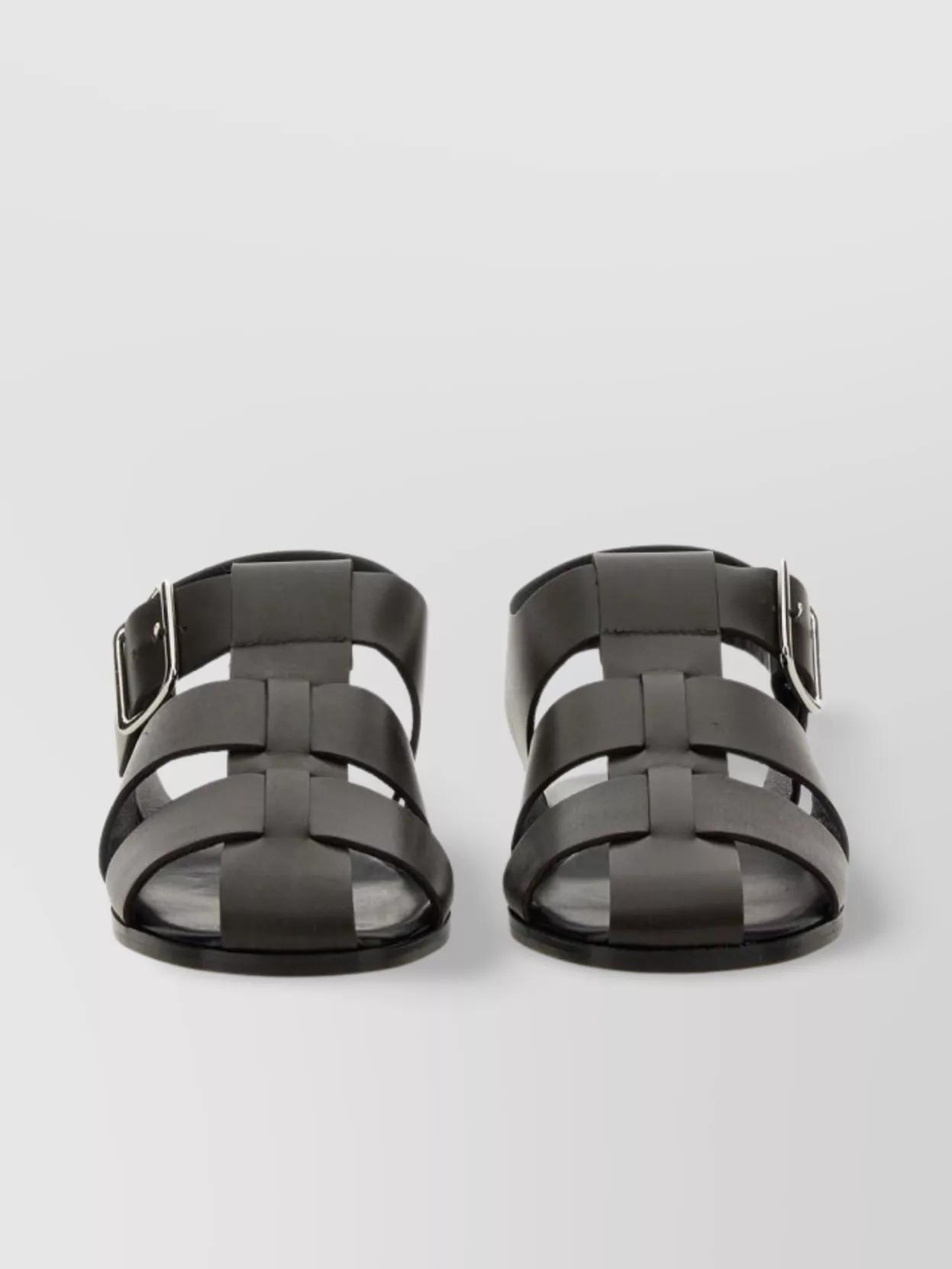 AEYDE 10mm Whit Leather Fisherman Sandals In Black Product Image