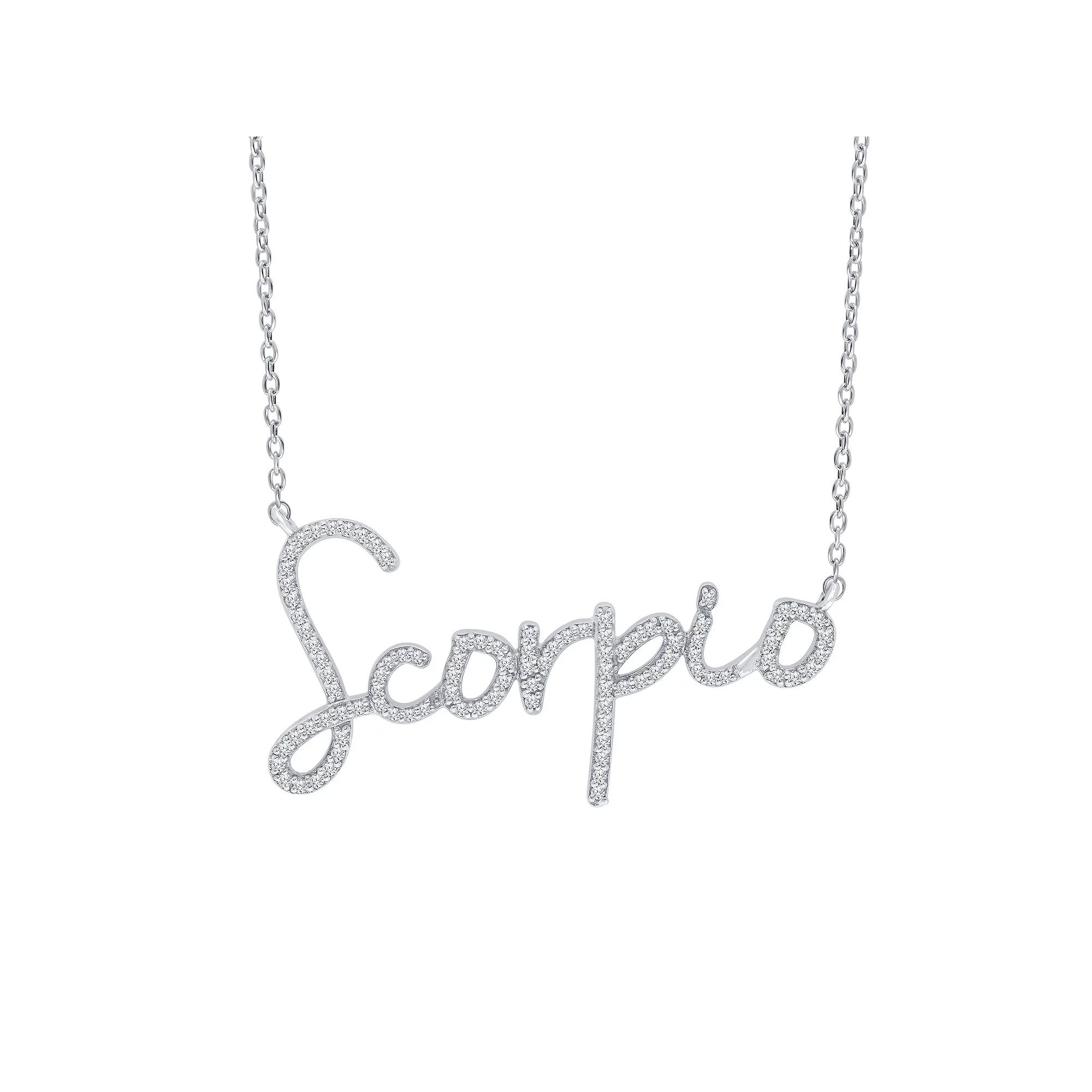 Irena Park Sterling Silver 1/3 Carat T.W. Diamond Zodiac Script Pendant Necklace, Women's, Size: 18", Scorpio Product Image