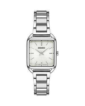 Seiko Essentials Womens Stainless Steel Rectangle Dial Bracelet Watch Pink Product Image