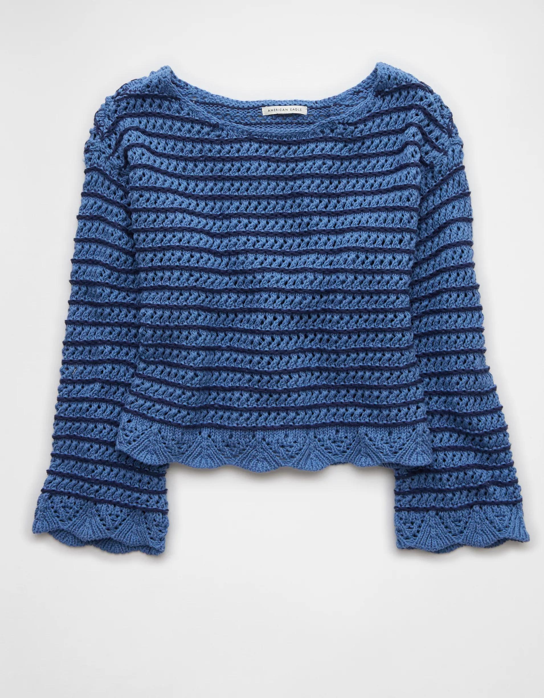 AE Ballet Neck Open Knit Sweater Product Image