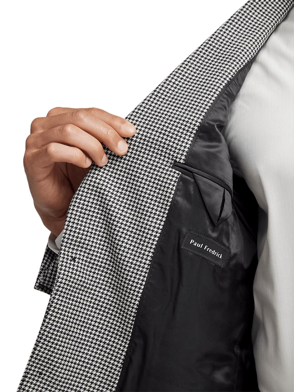 Wool Houndstooth Single Breasted Peak Lapel Sport Coat - Black/white Product Image