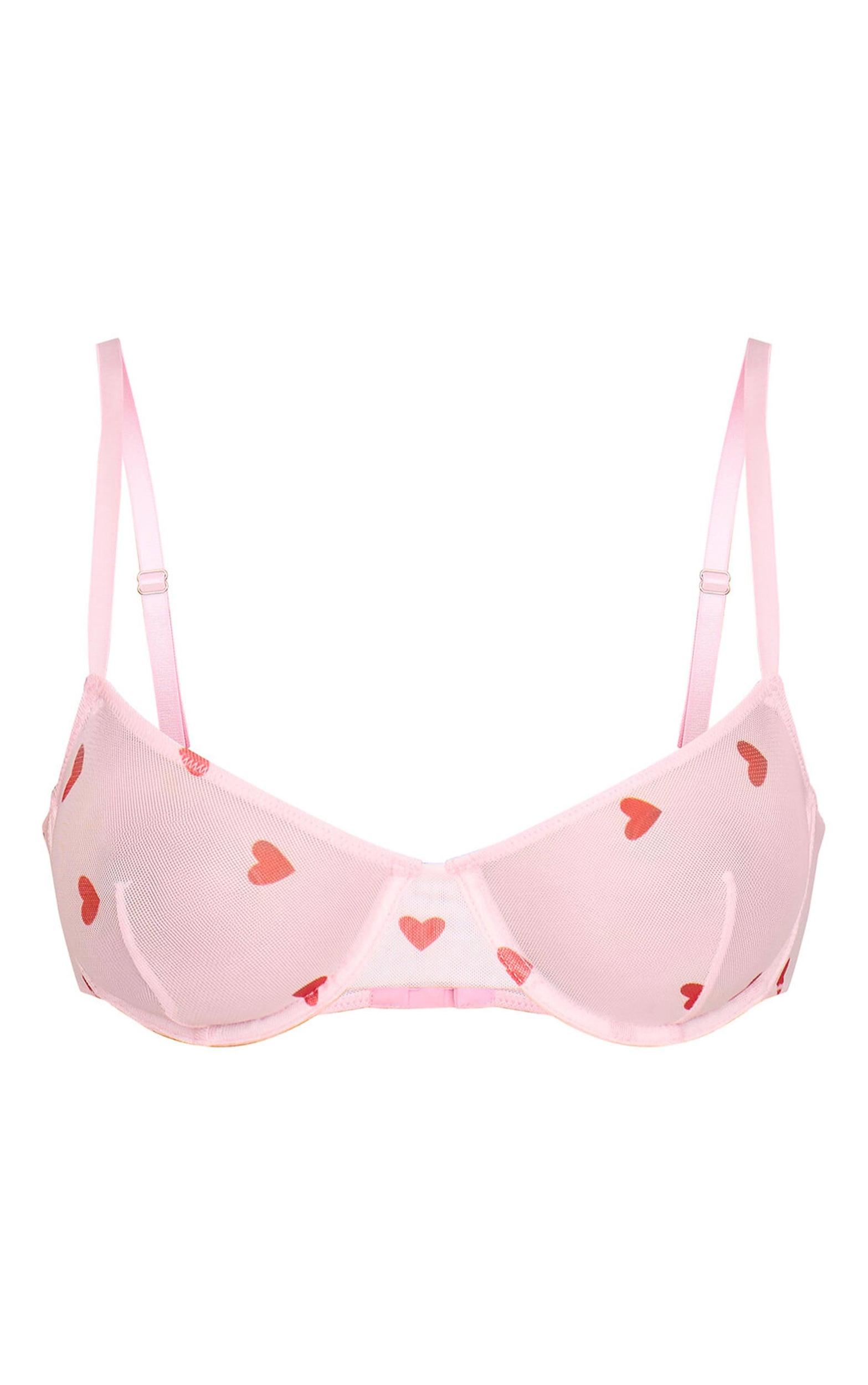 Pink Mesh Heart Underwired Bra Product Image