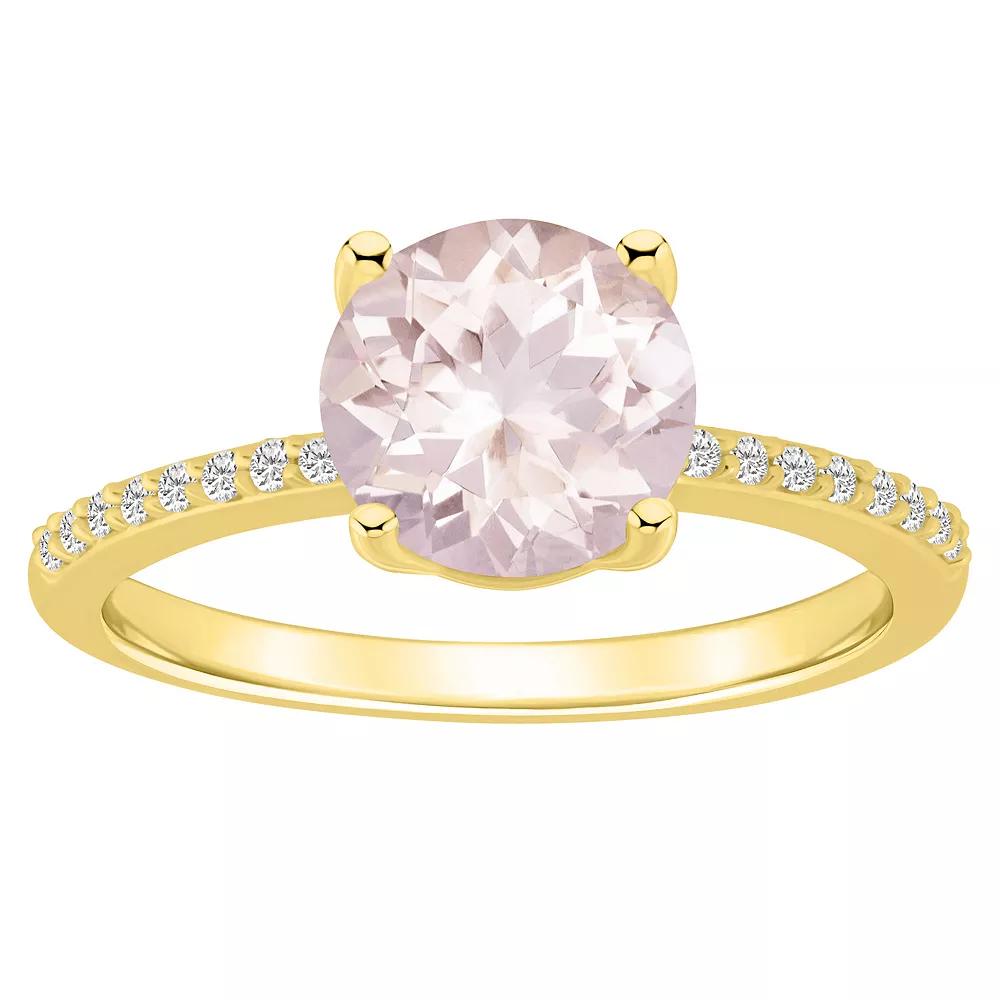 Alyson Layne 14k Gold Round Morganite & 1/10 Carat T.W. Diamond Ring, Women's, Size: 8 Product Image