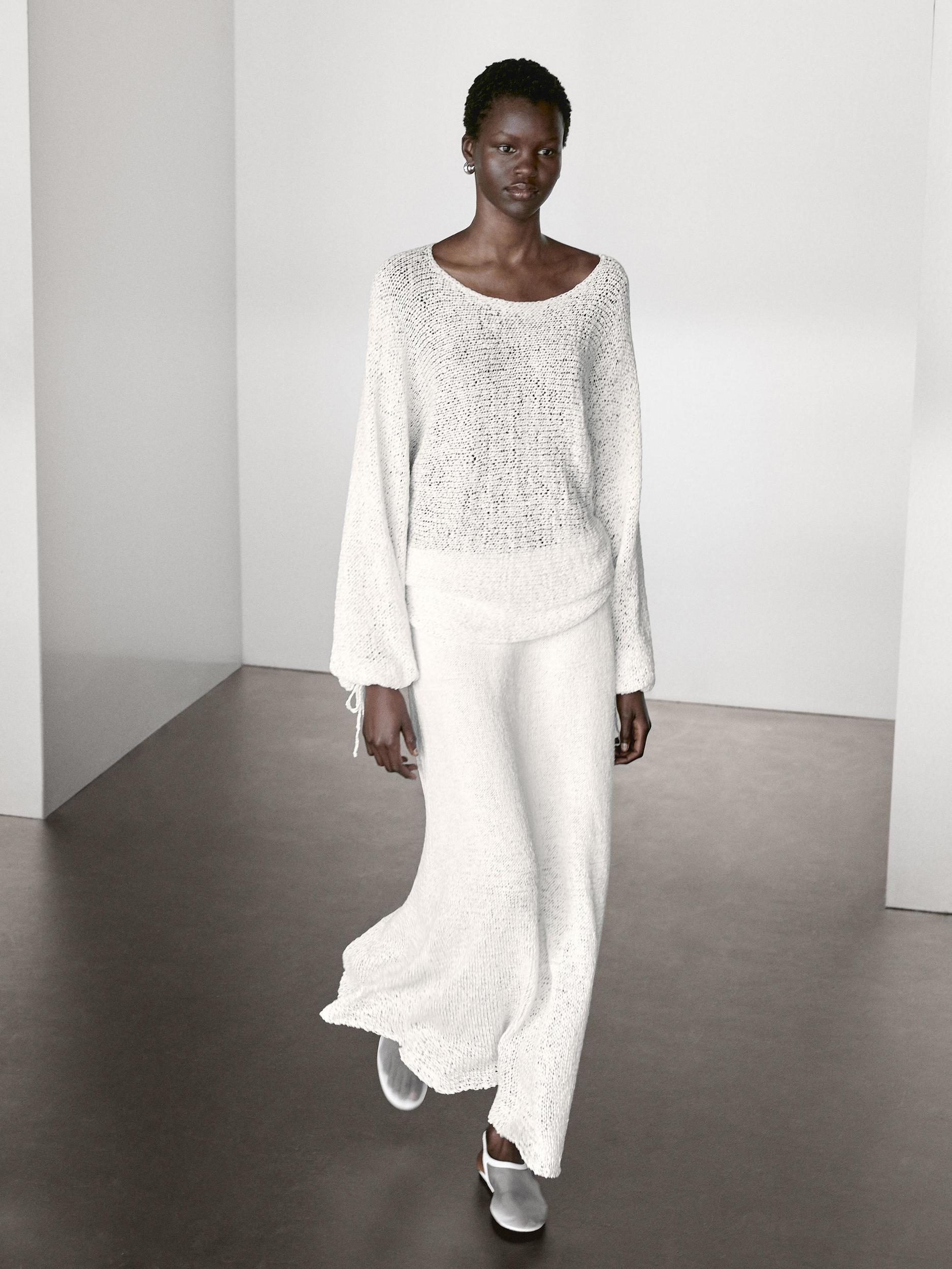 Cotton blend knit midi skirt Product Image